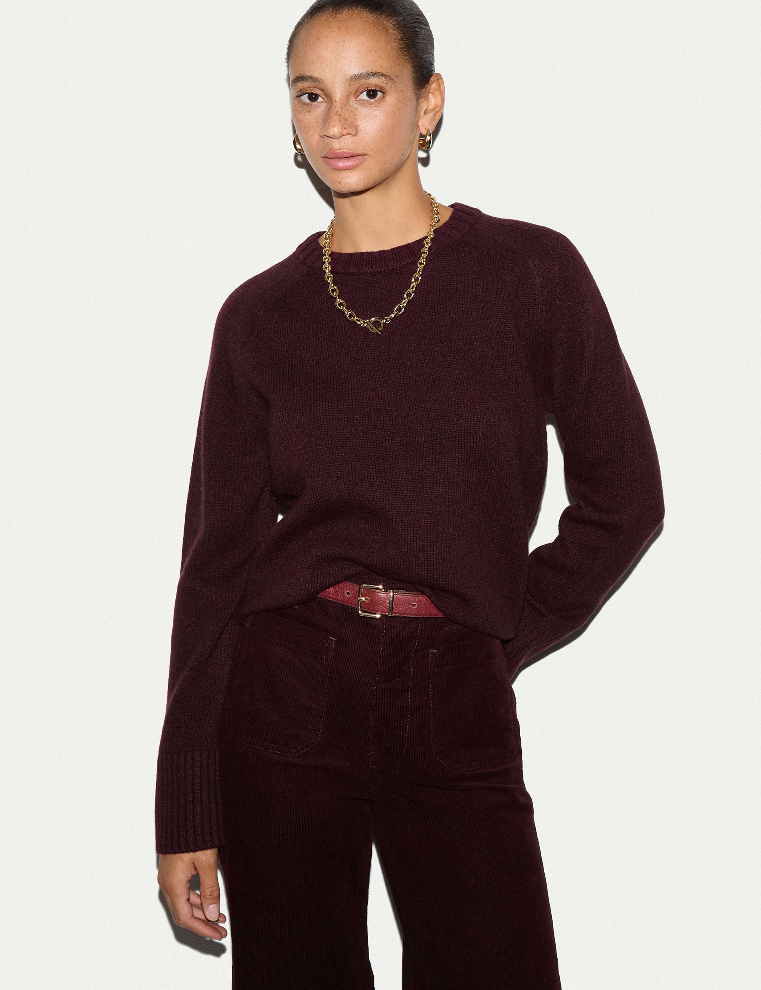 Wool Rich Saddle Crew Neck Jumper