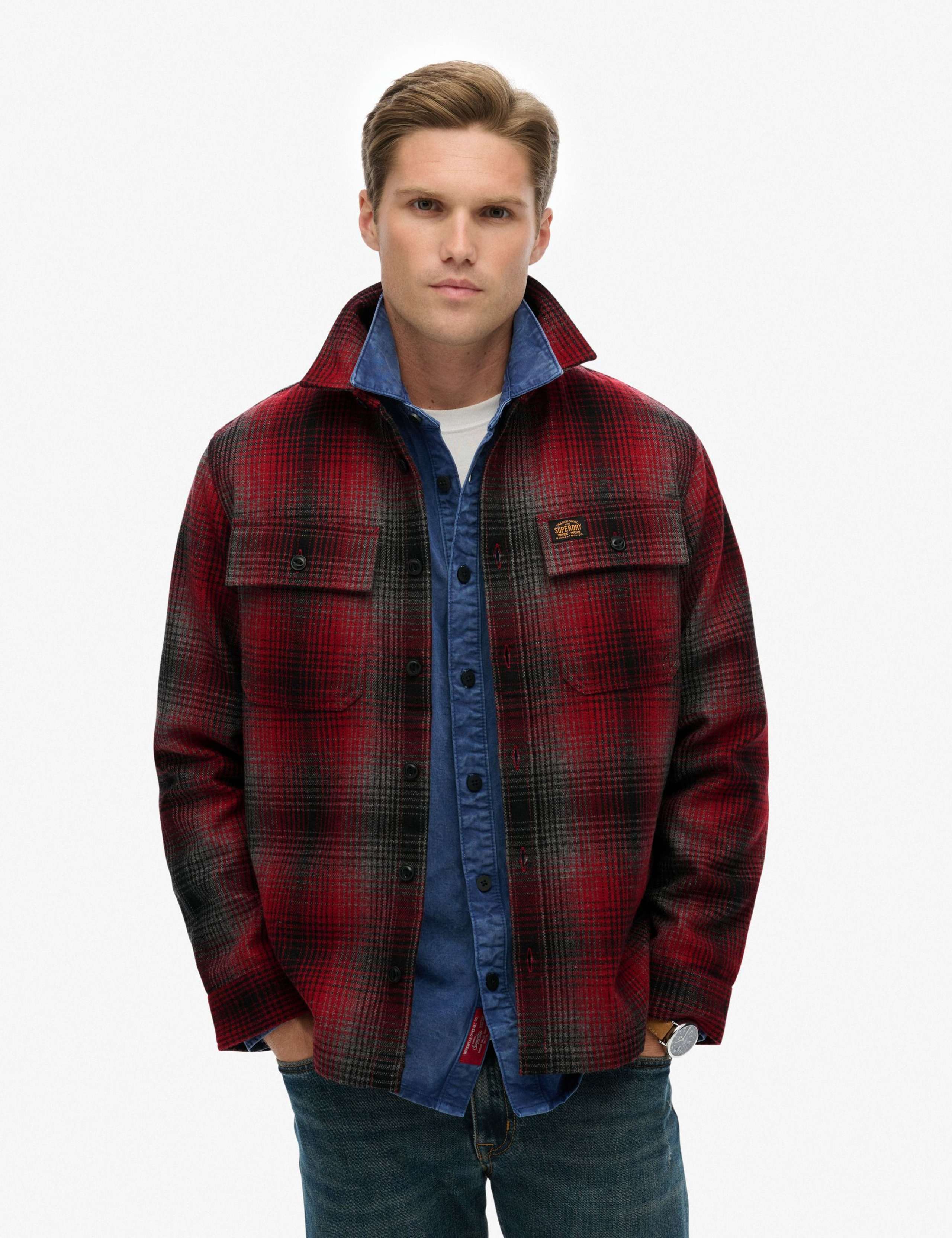 Wool Blend Checked Overshirt