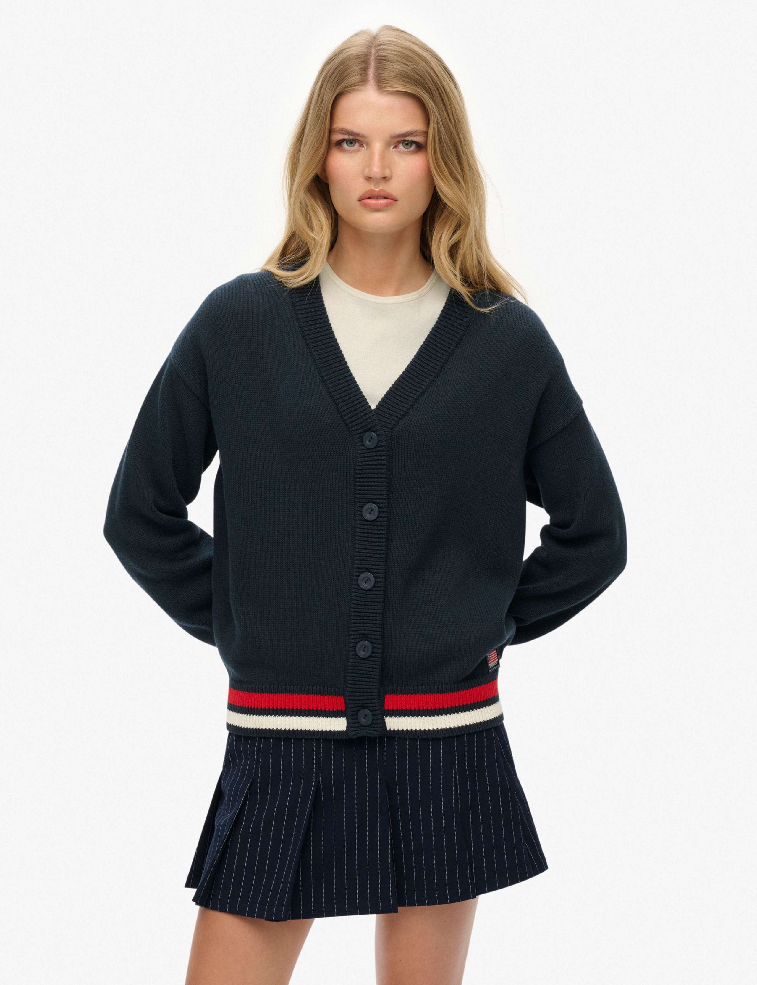 Pure Cotton Stripe Detail Knitted Cardigan