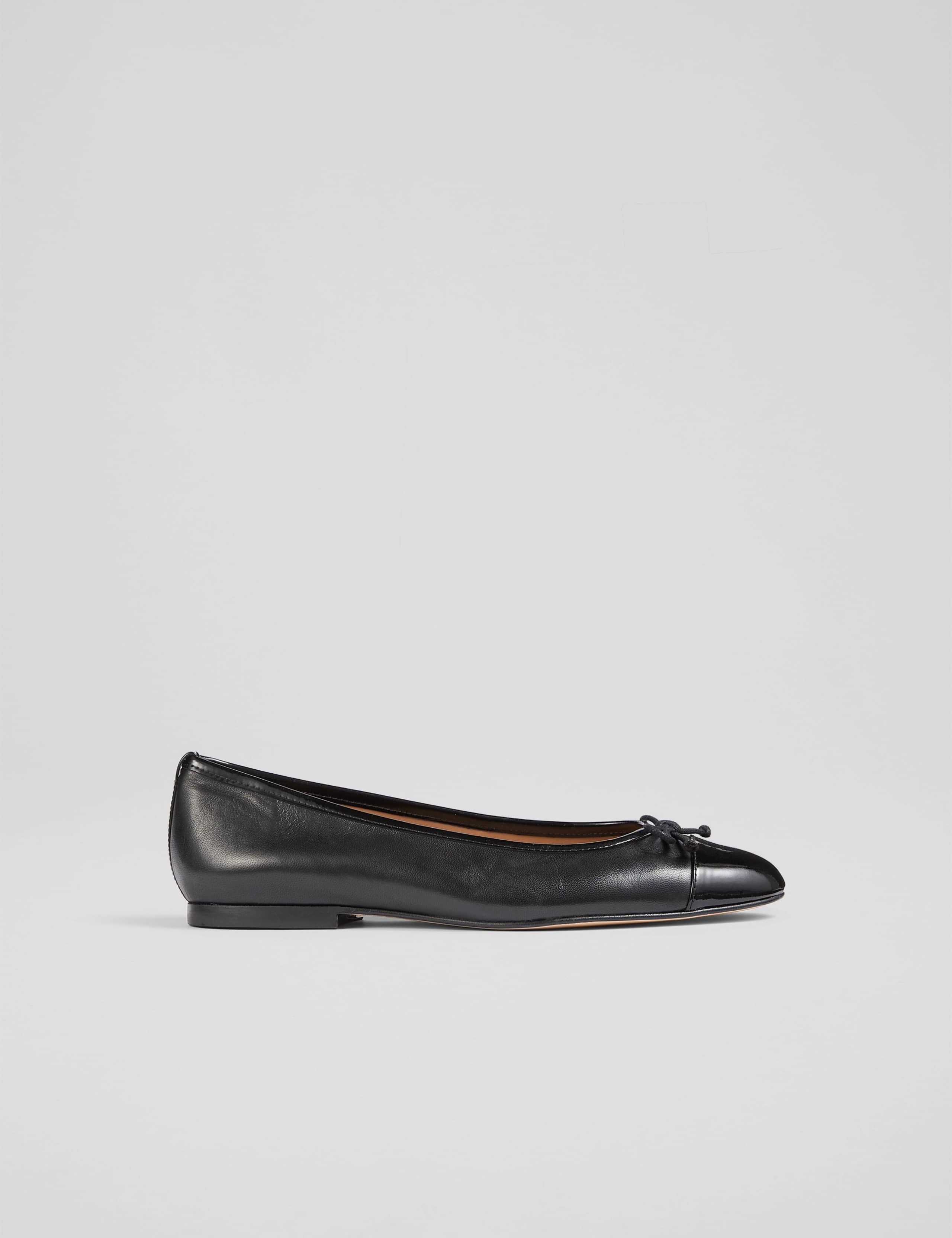Leather Bow Flat Ballet Pumps