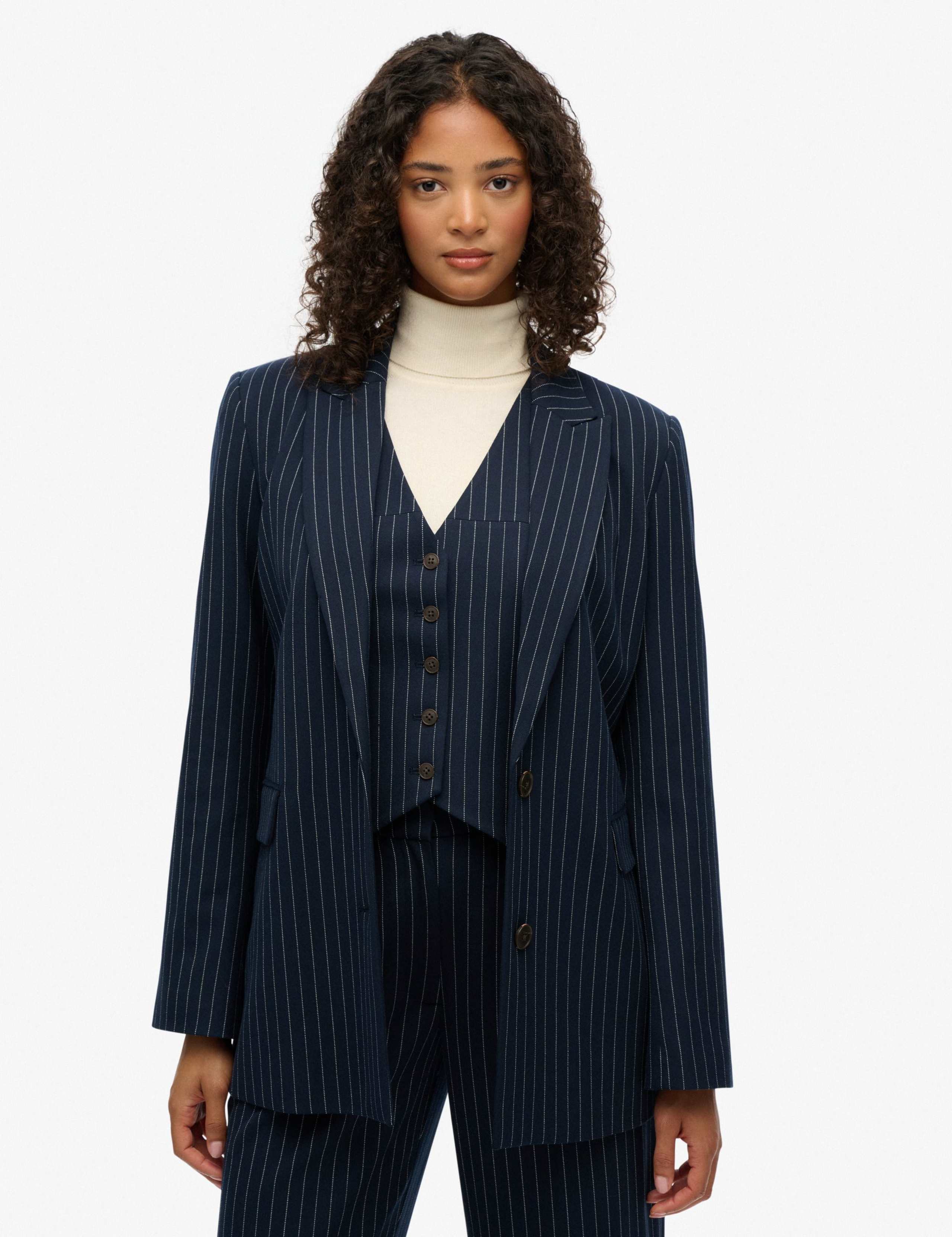 Pinstripe Slim Single Breasted Blazer