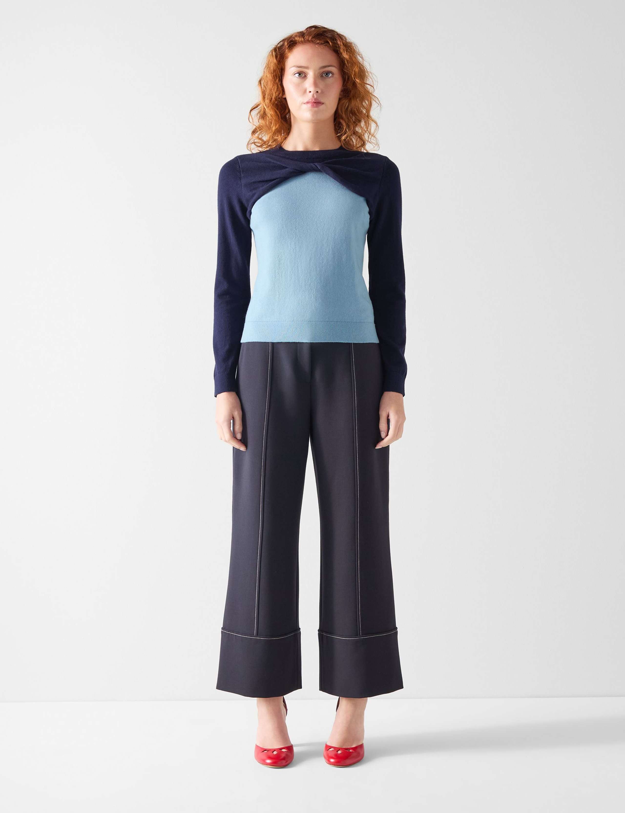 Cotton and Merino Wool Twist Front Jumper