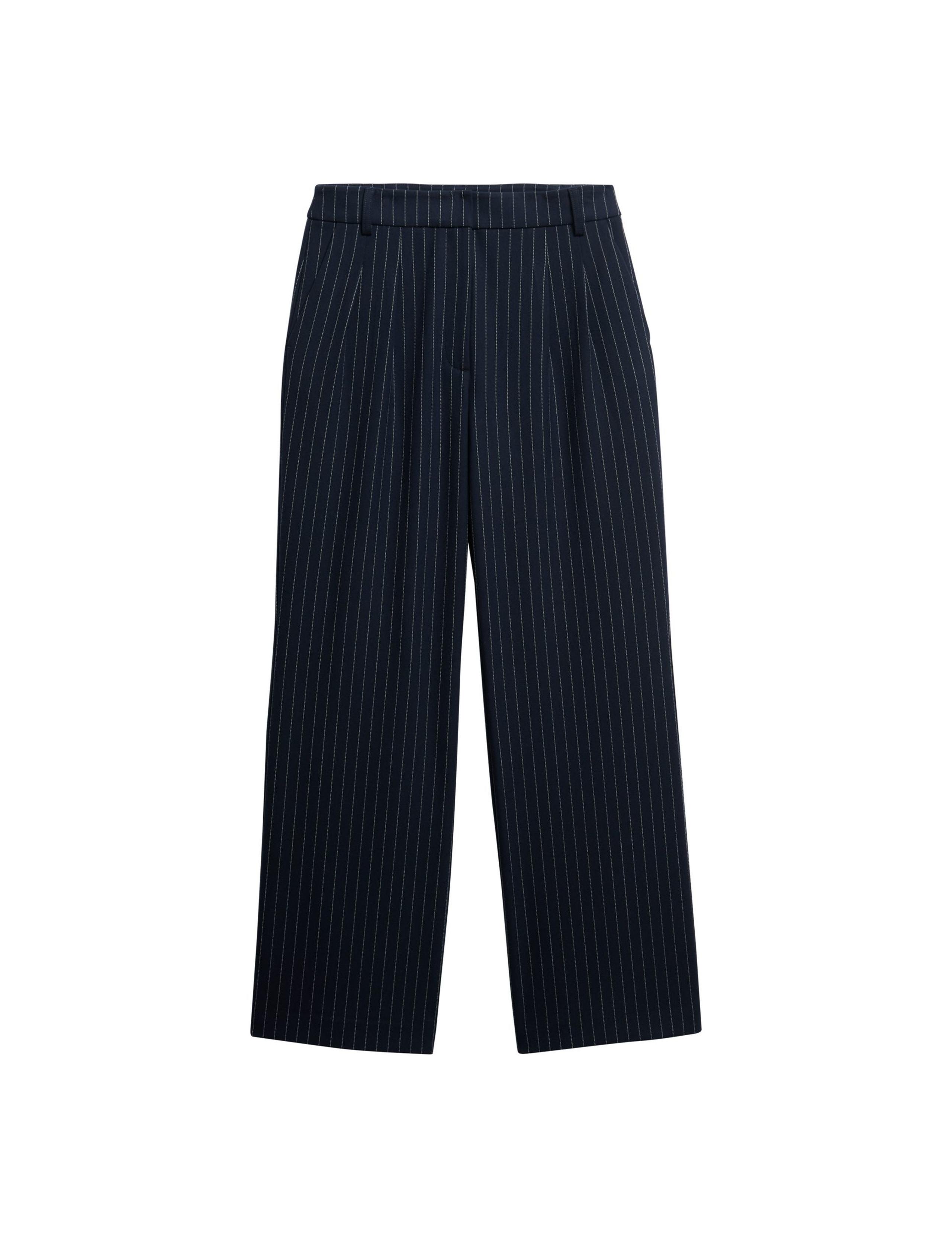 Pinstripe Elasticated Waist Wide Leg Trousers