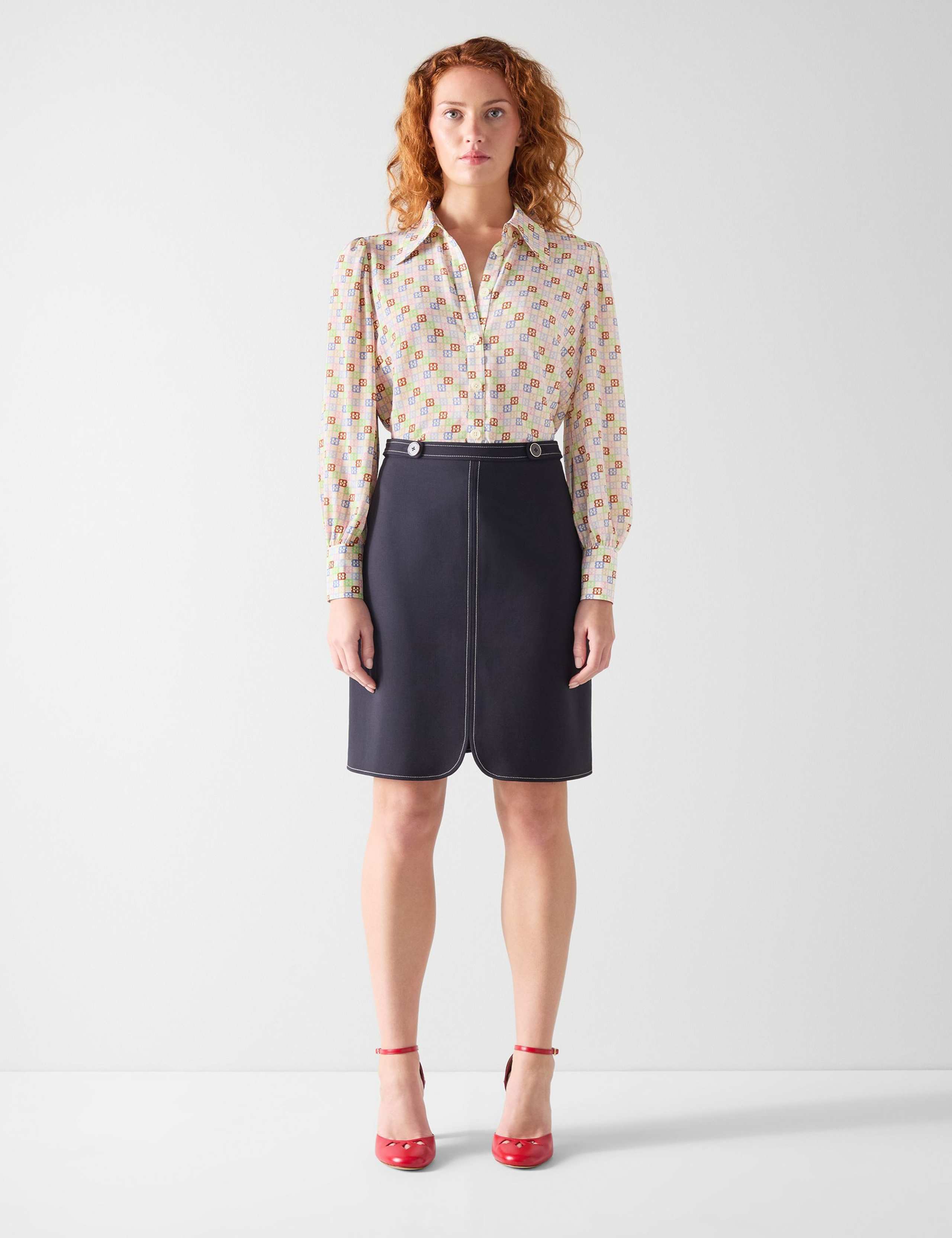 Pure Silk Printed Collared Shirt