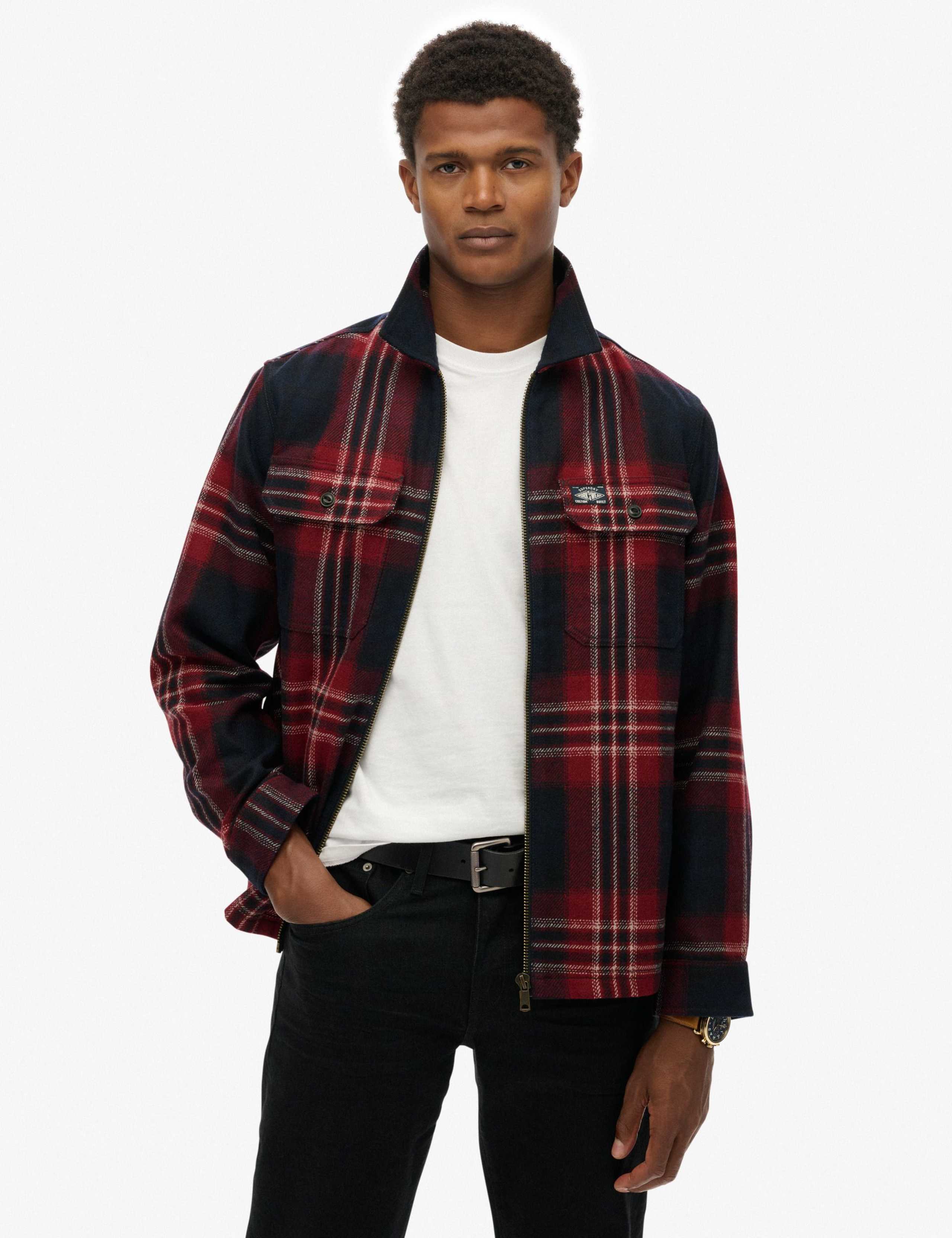 Relaxed Fit Wool Blend Checked Overshirt
