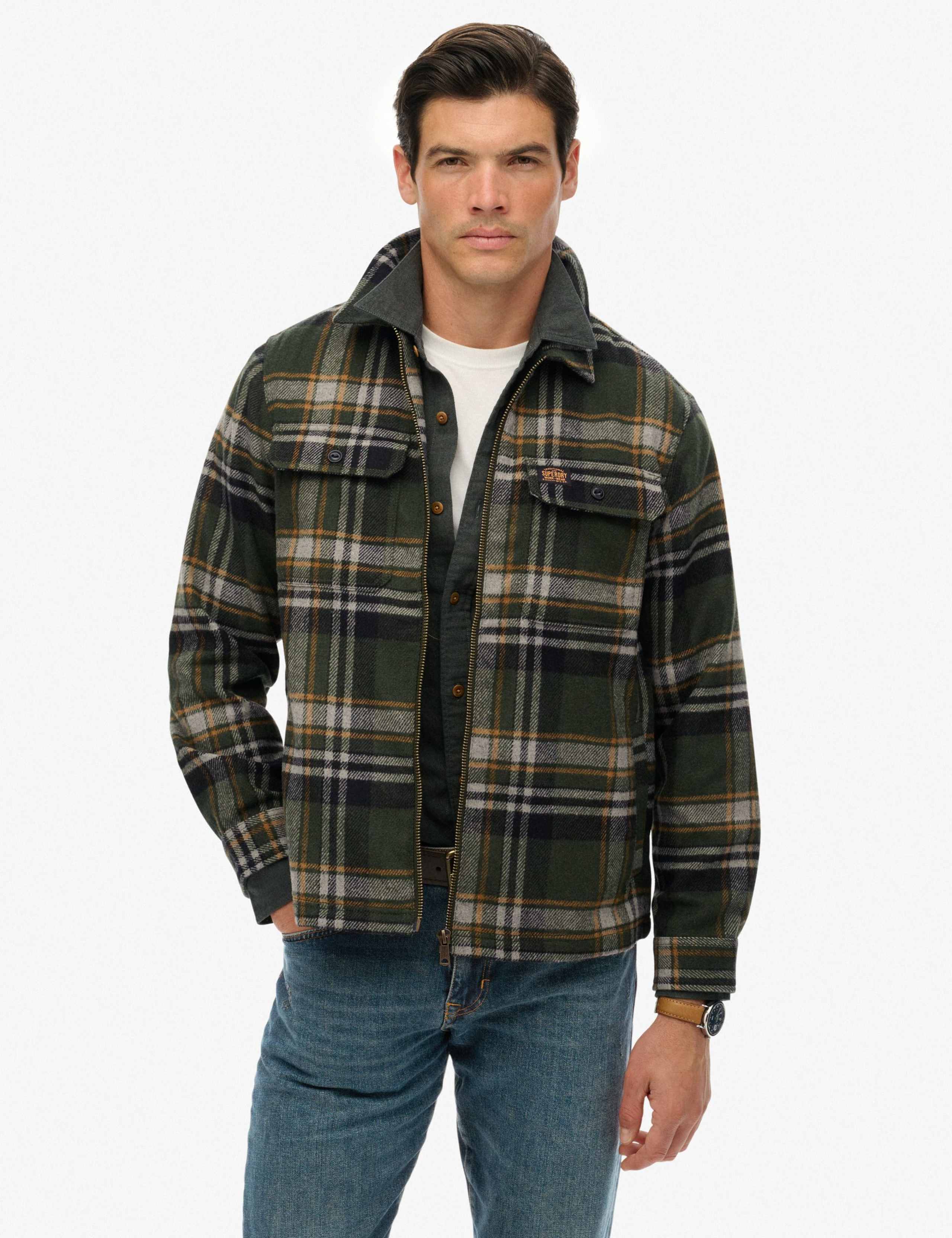 Relaxed Fit Wool Blend Checked Overshirt