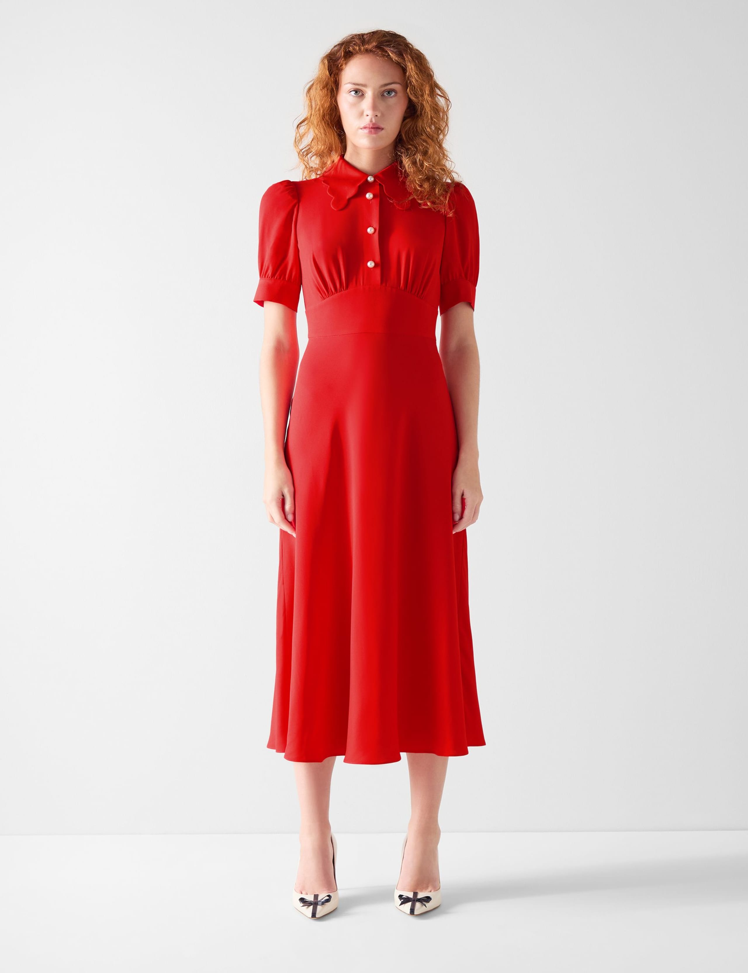 Button Through Midi Tea Dress