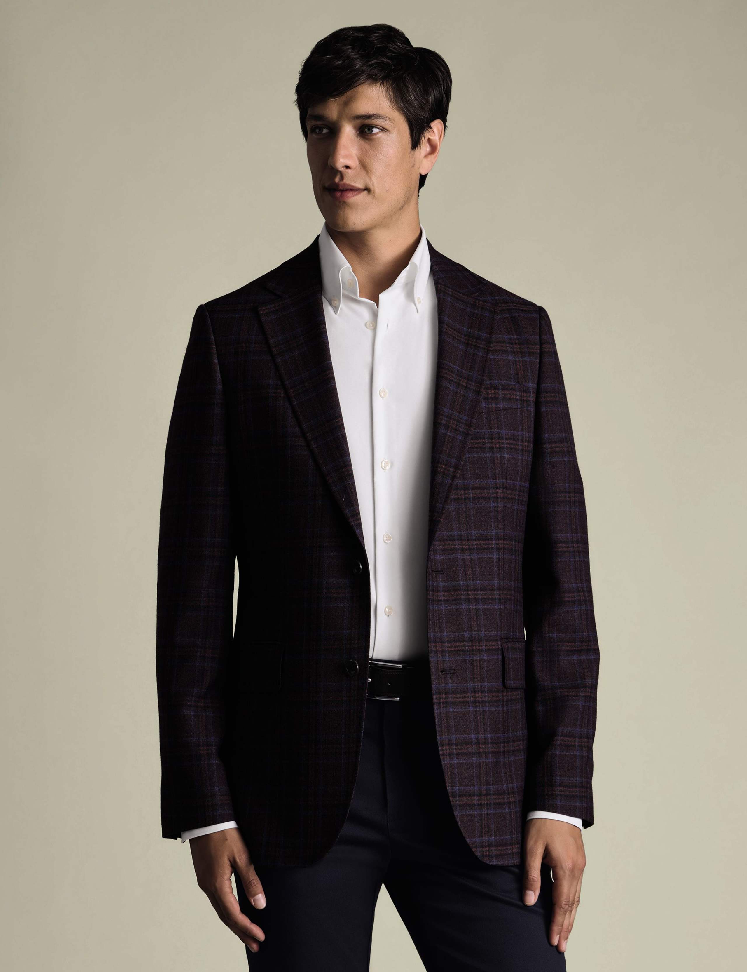 Slim Fit Wool Blend Check Blazer