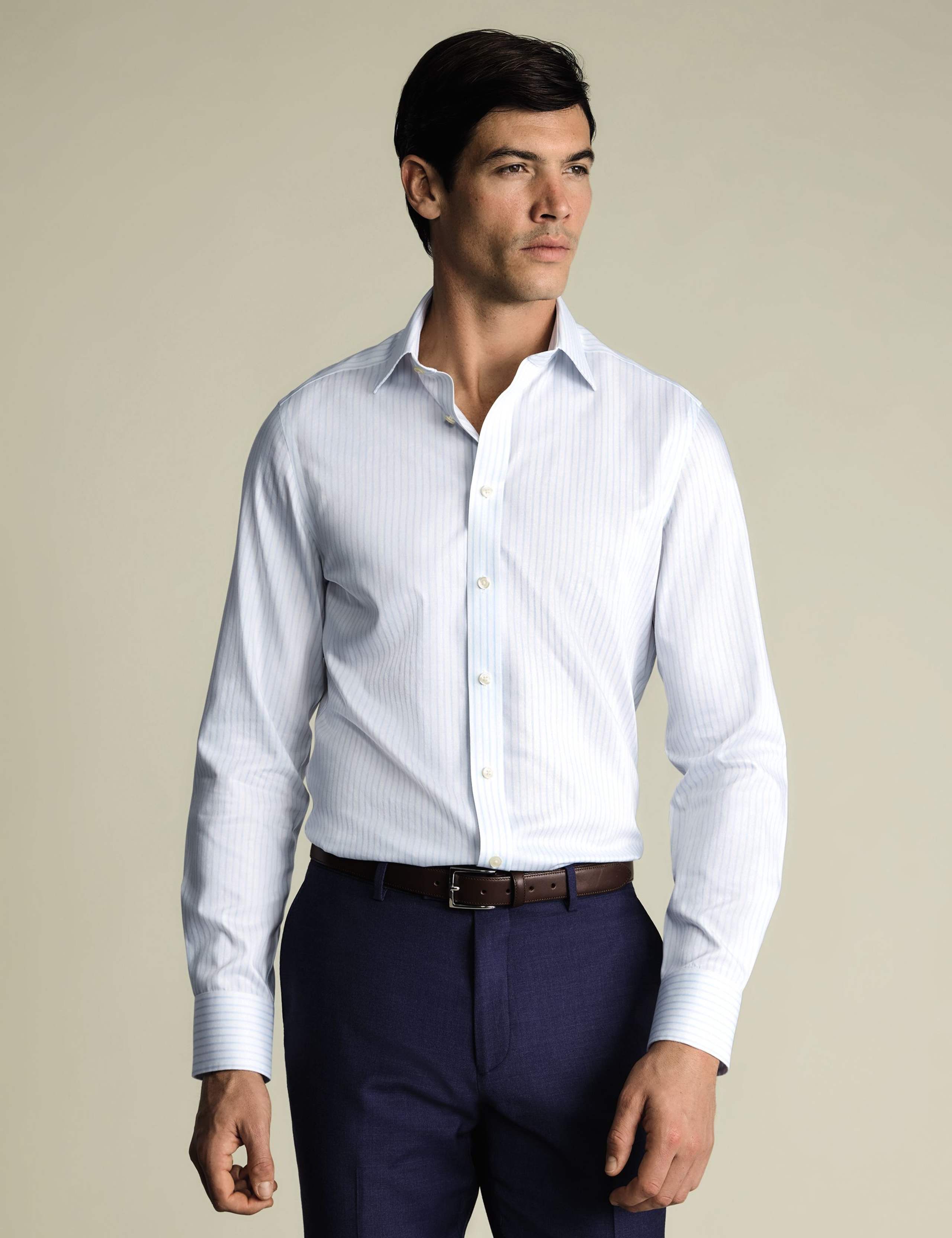 Slim Fit Non Iron Pure Cotton Striped Shirt