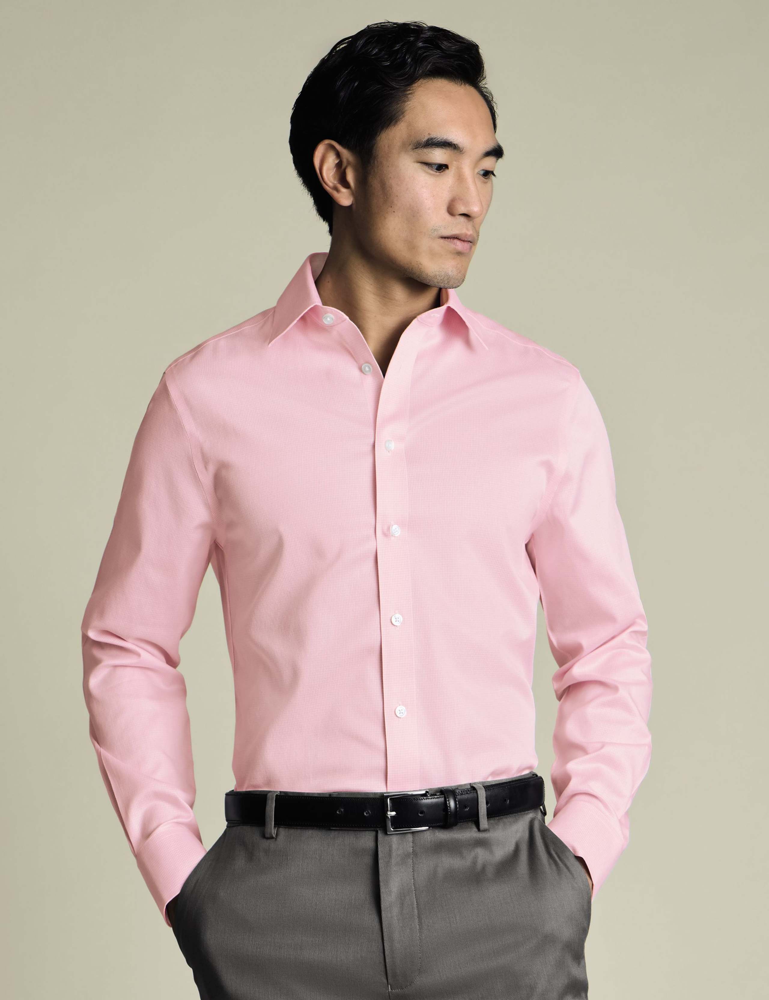 Slim Fit Non Iron Pure Cotton Puppytooth Shirt