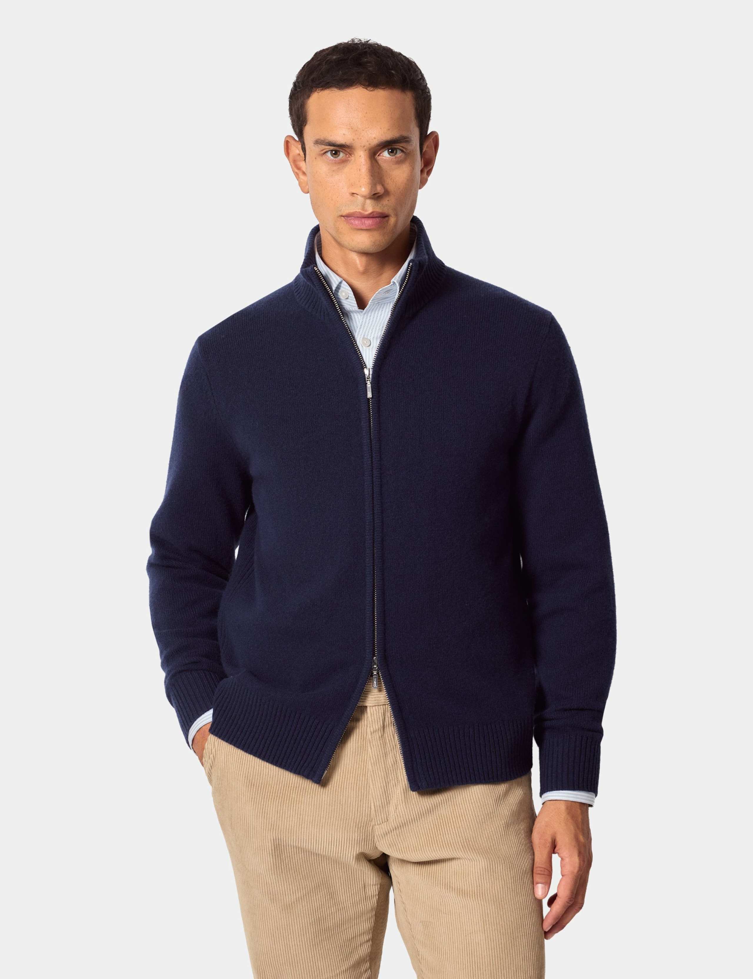 Pure Lambswool Funnel Neck Zip Up Jumper