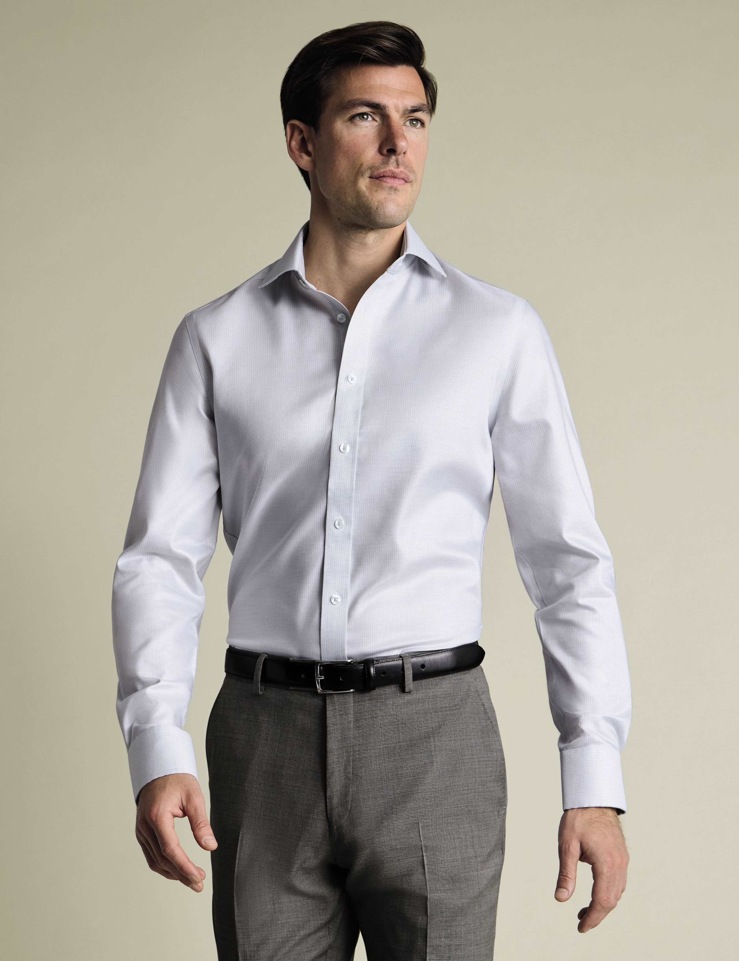 Slim Fit Non Iron Pure Cotton Textured Shirt