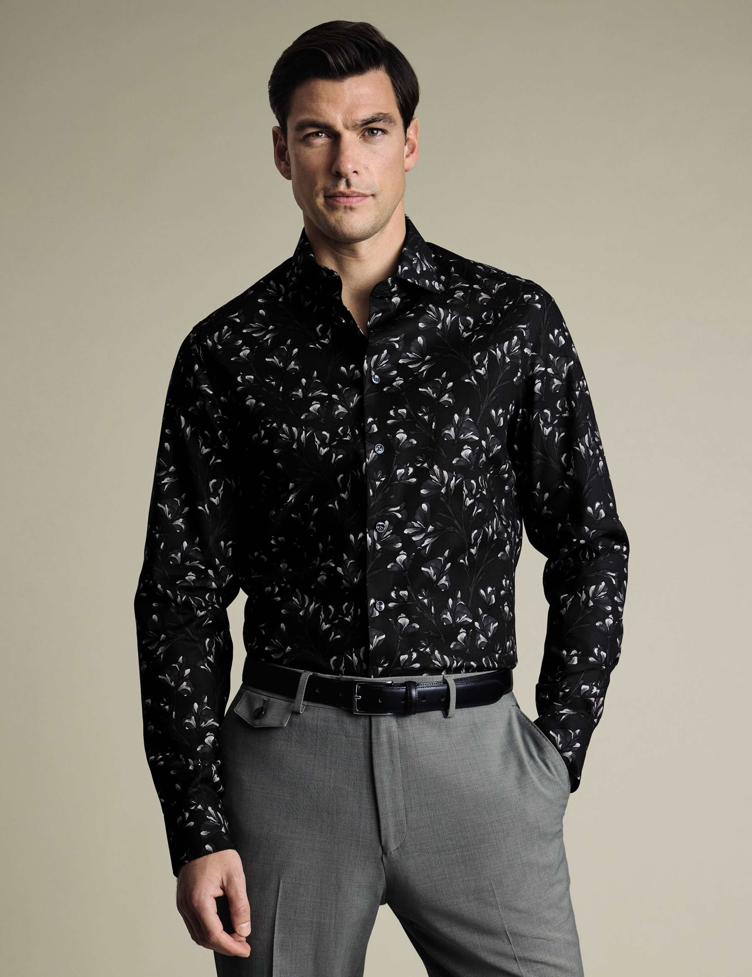 Slim Fit Non Iron Pure Cotton Floral Shirt
