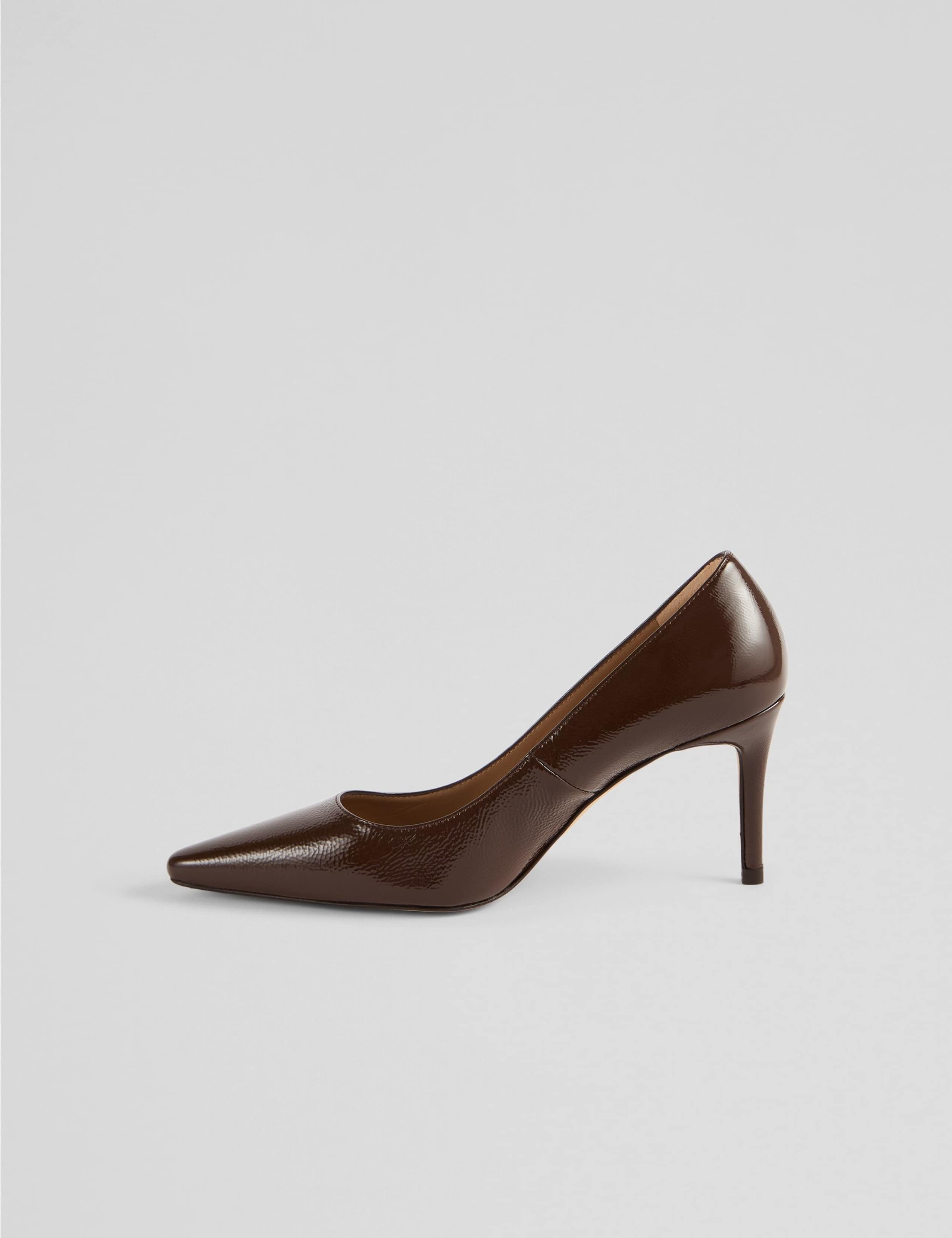 Leather Patent Stiletto Heel Pointed Court Shoes