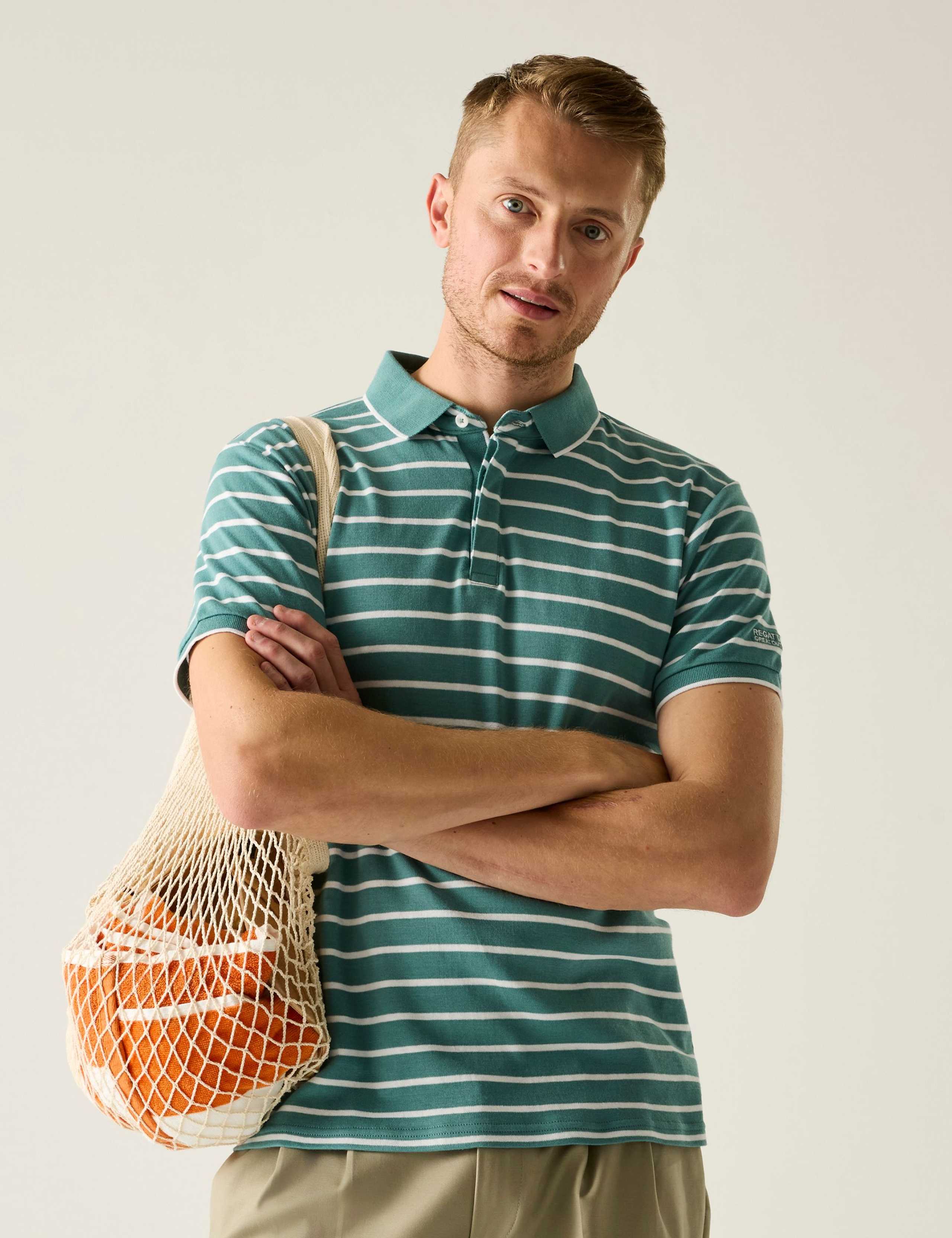 Tiver Pure Cotton Striped Polo Shirt