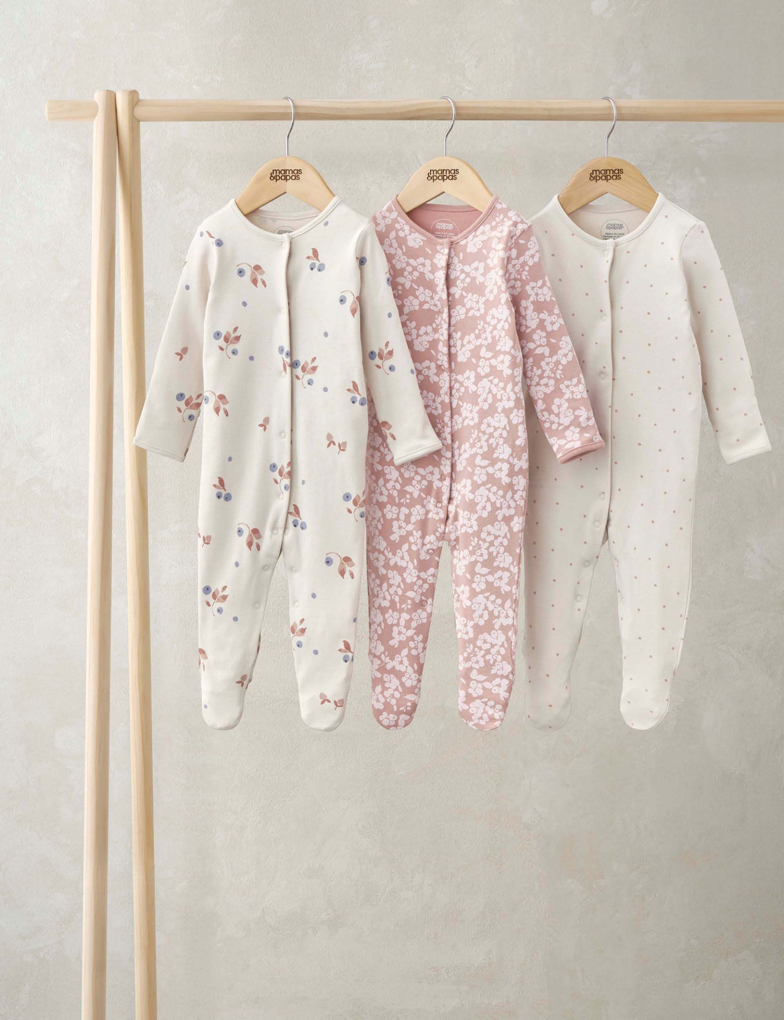 3pk Pure Cotton Printed Sleepsuits (0-24 Mths)