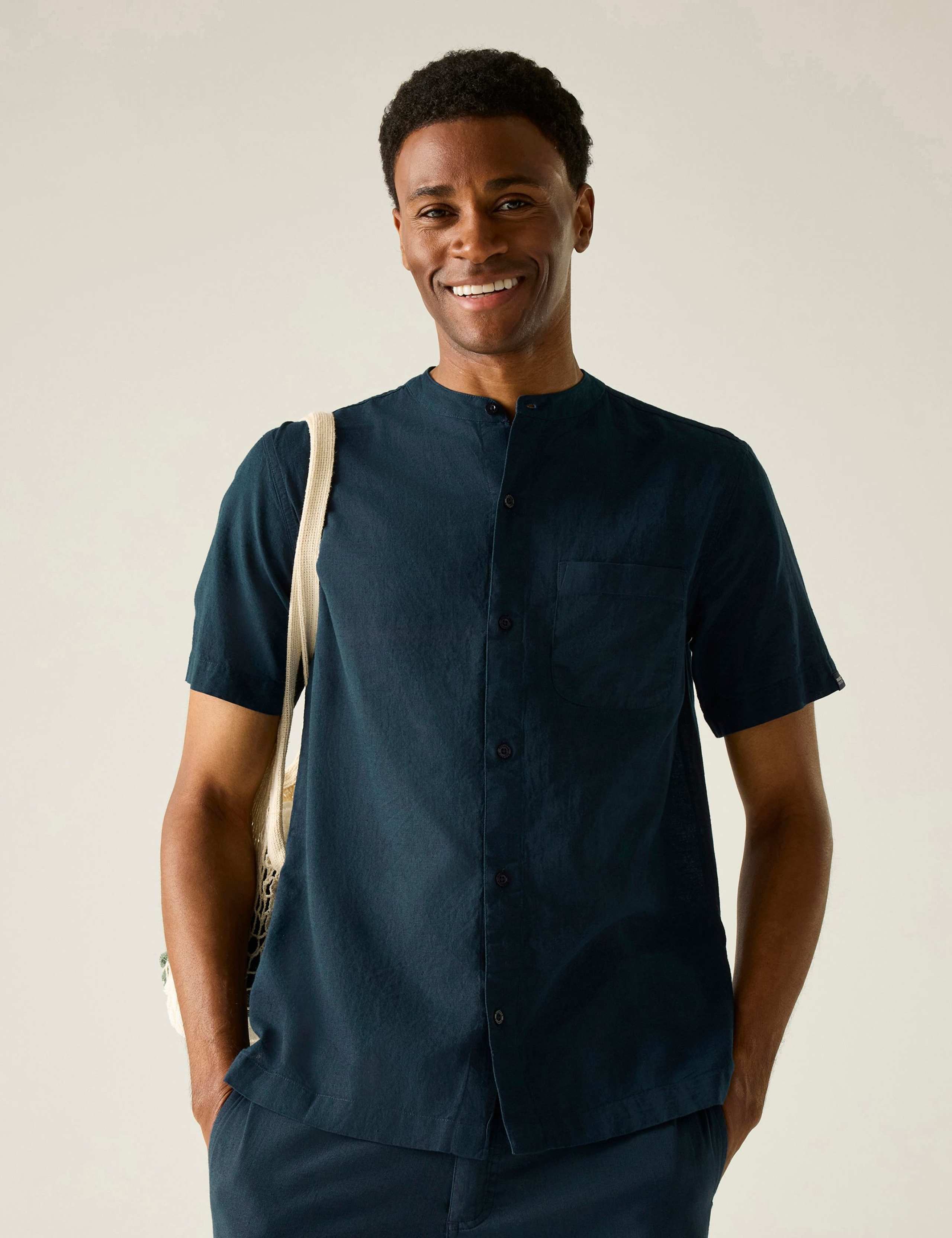 Lovrey Cotton Linen Blend Short Sleeve Shirt