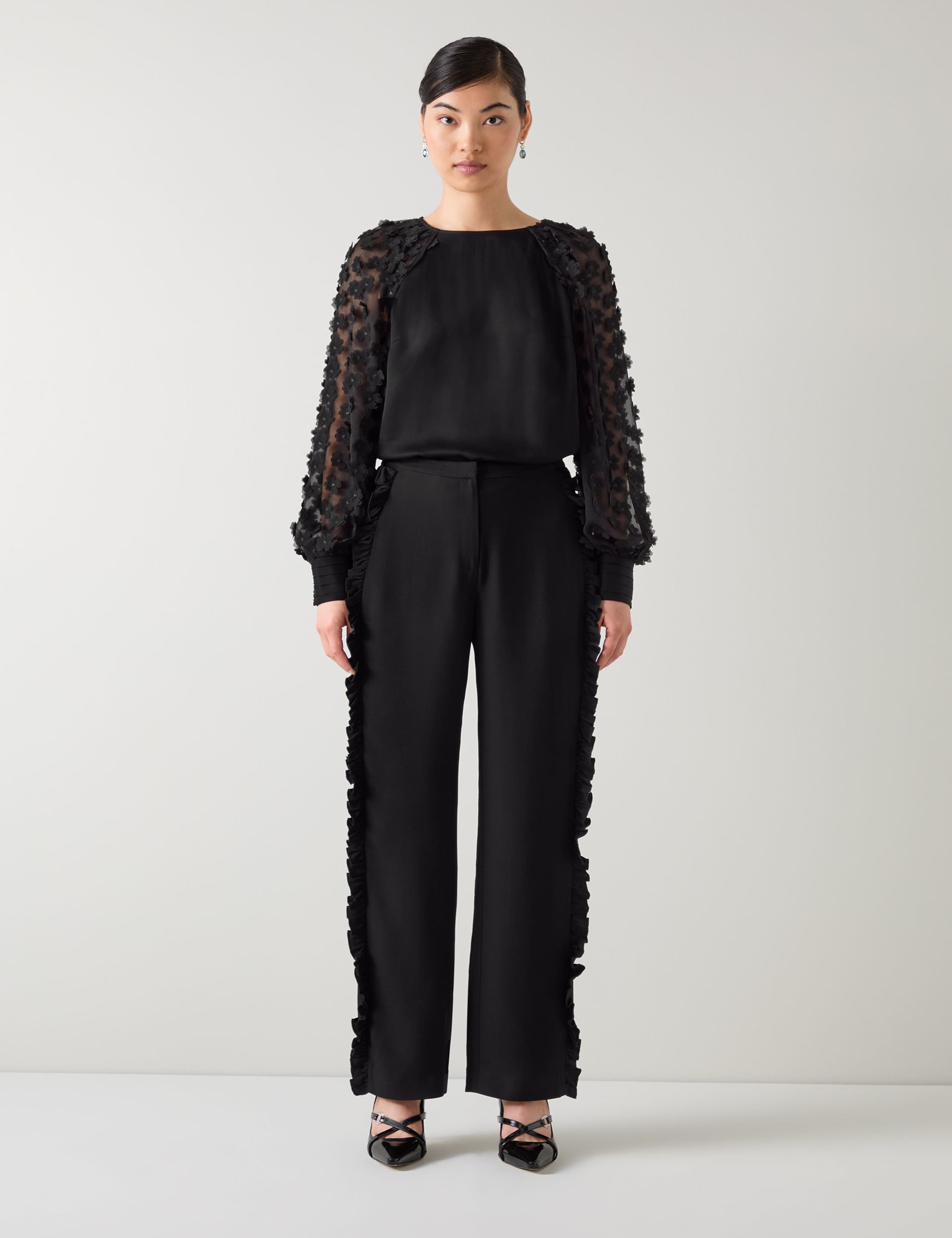 Chiffon Flower Embellished Blouse