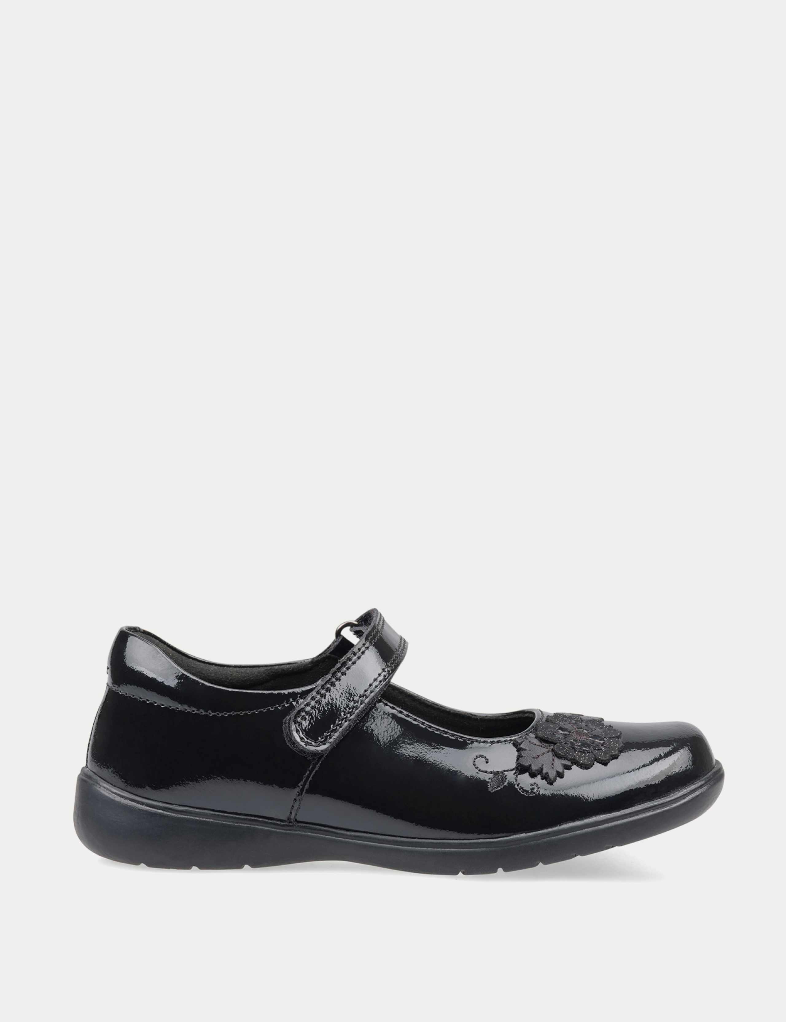 Kids' Patent Leather Riptape School Shoes (9 Small - 3½ Large)