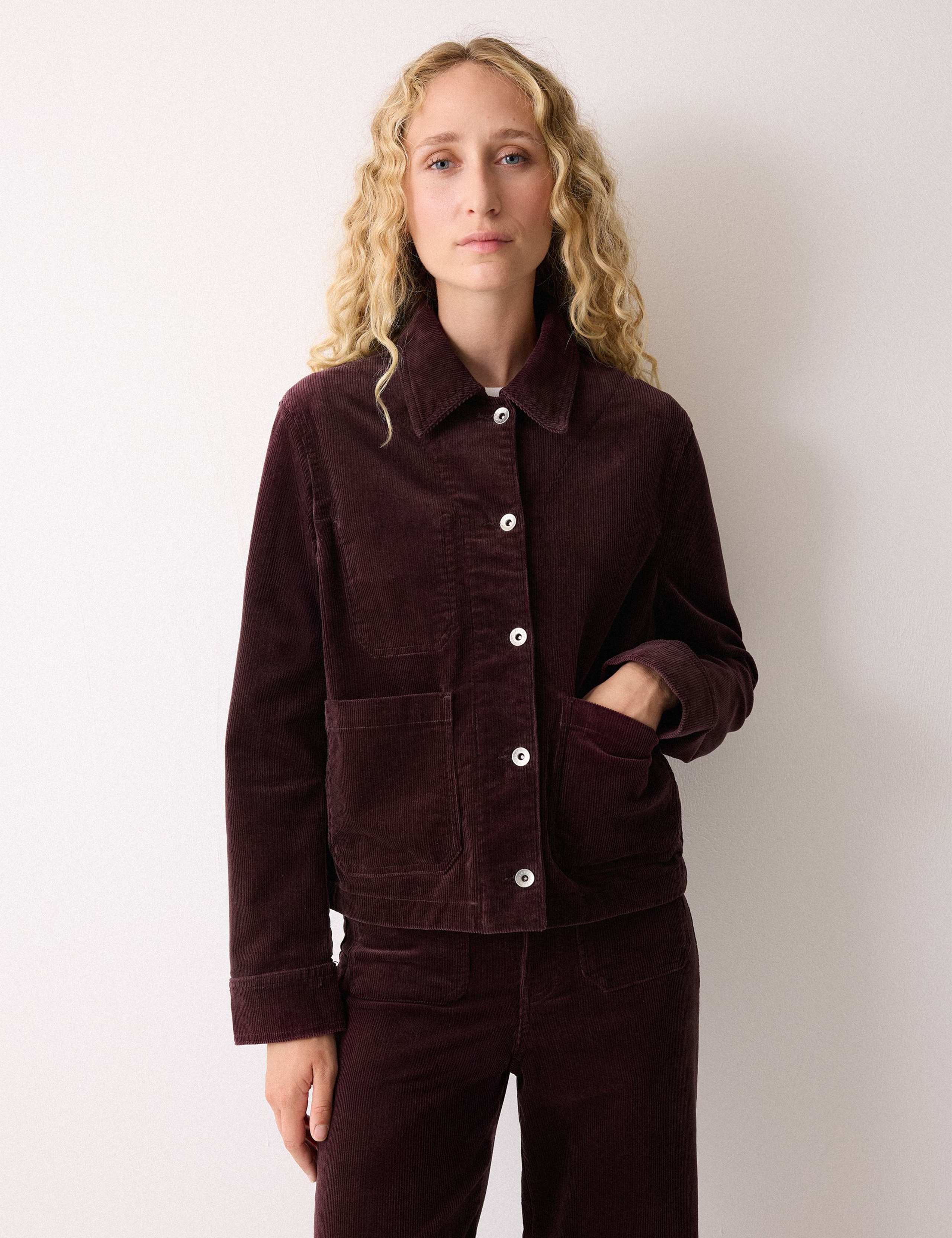 Cord Collared Patch Pocket Trucker Jacket