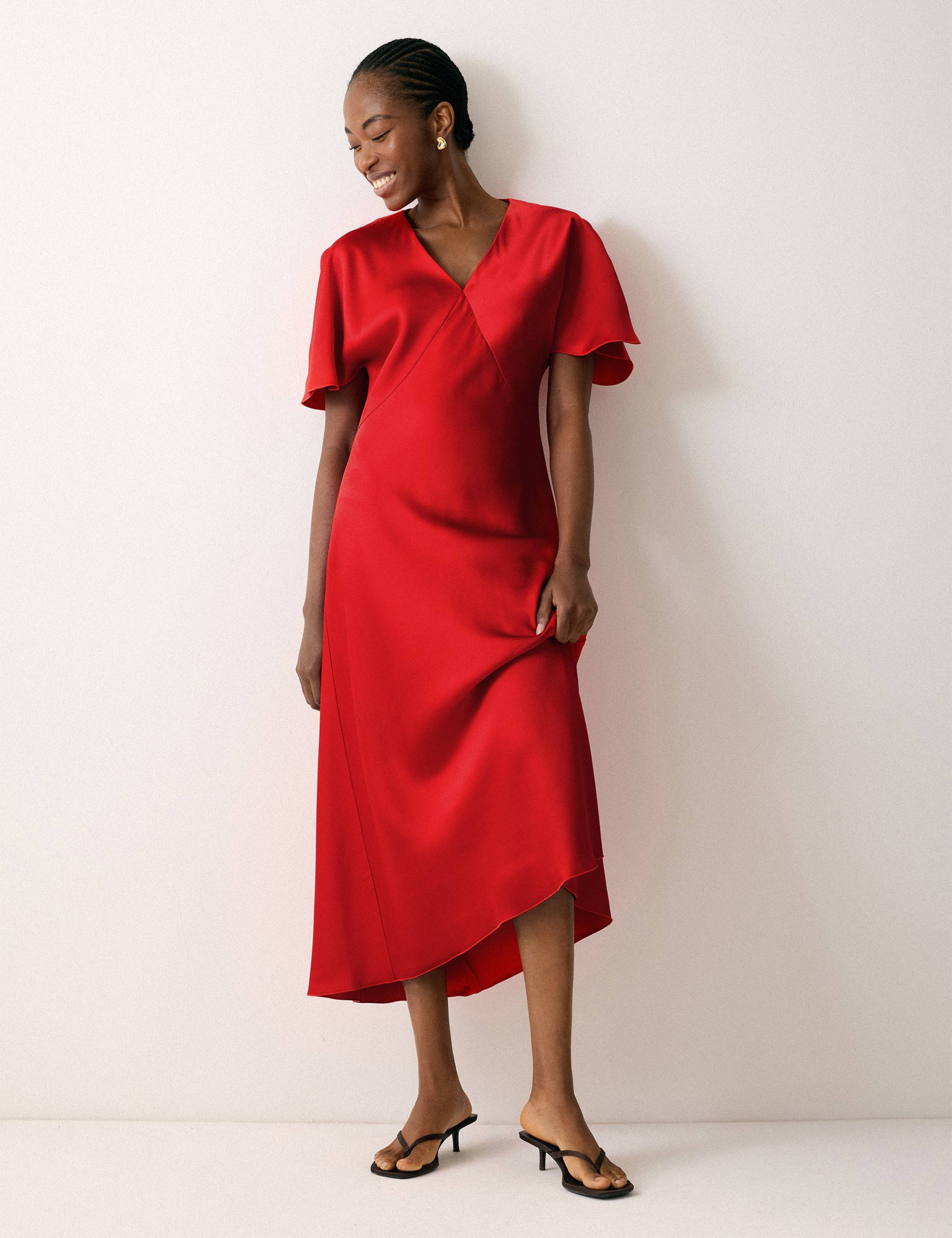 Satin Empire Line Midi Dress