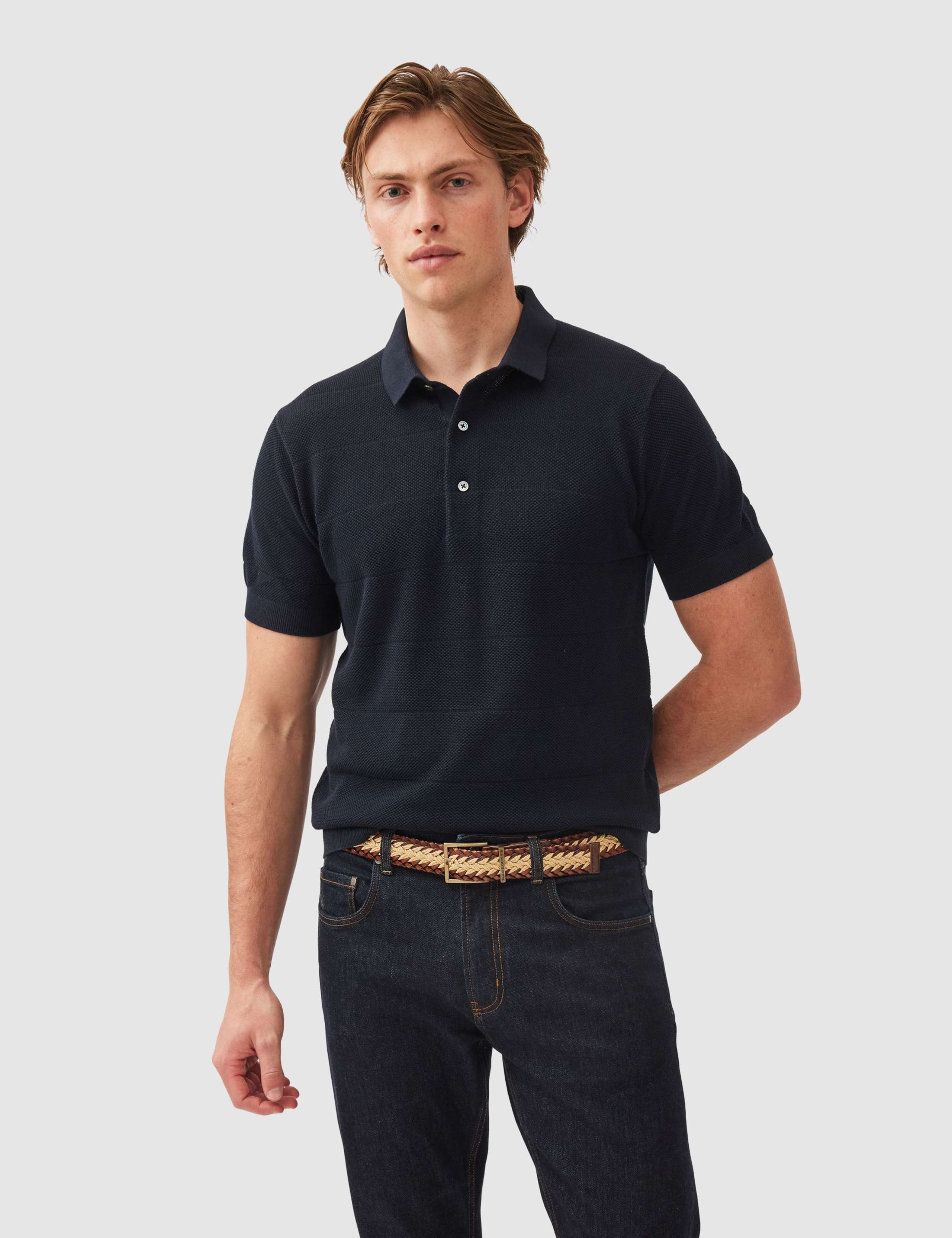 Masons Pure Cotton Flat Knitted Polo Shirt