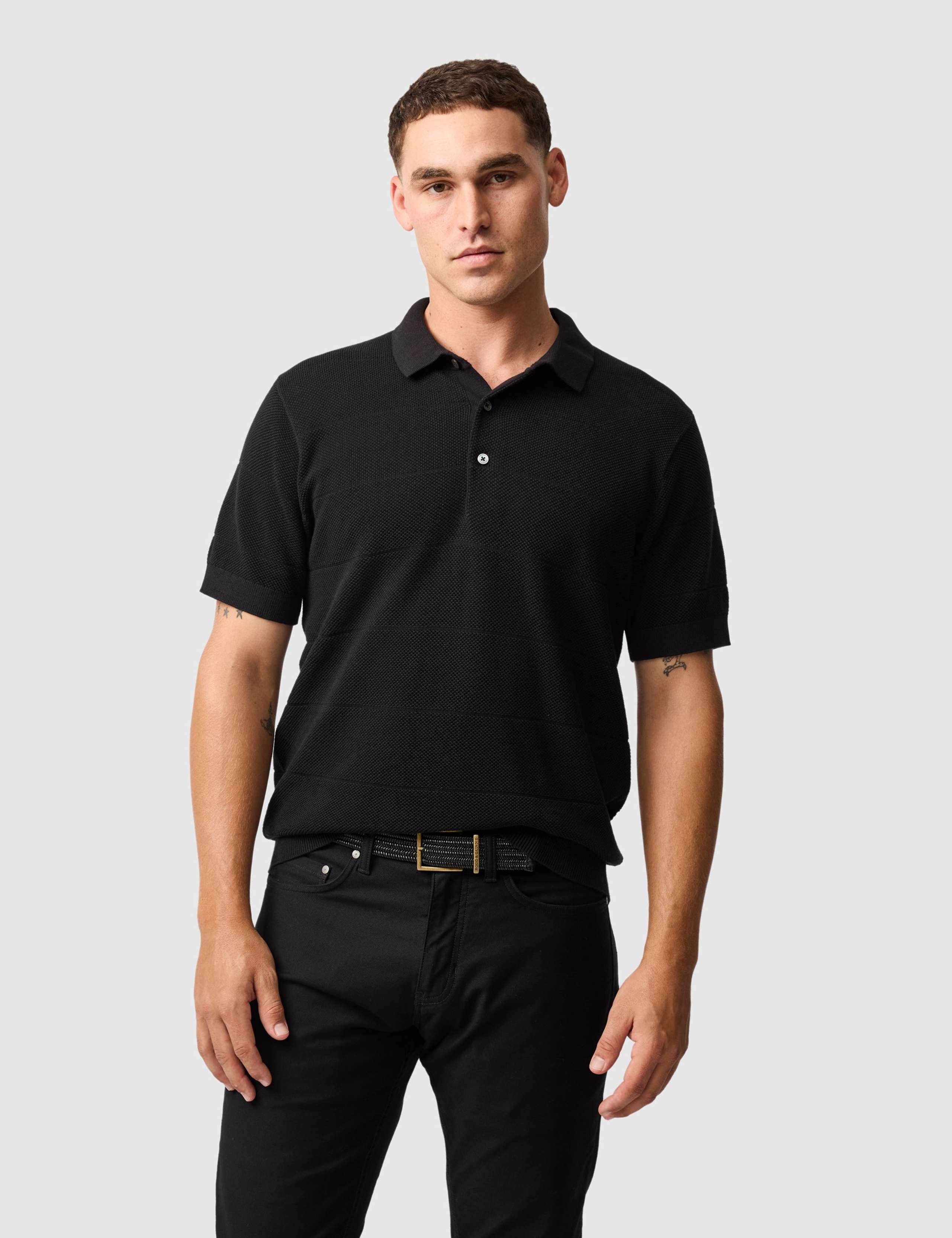 Masons Pure Cotton Flat Knitted Polo Shirt