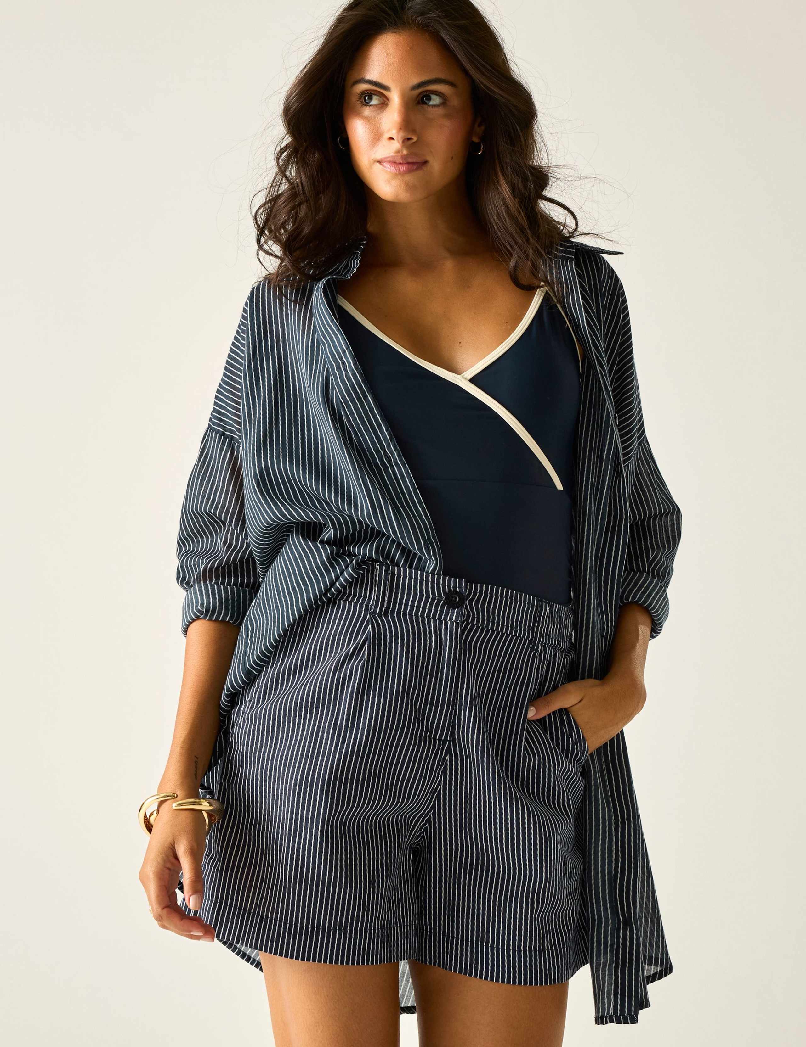 Sabelle Lyocell Blend Striped Shorts