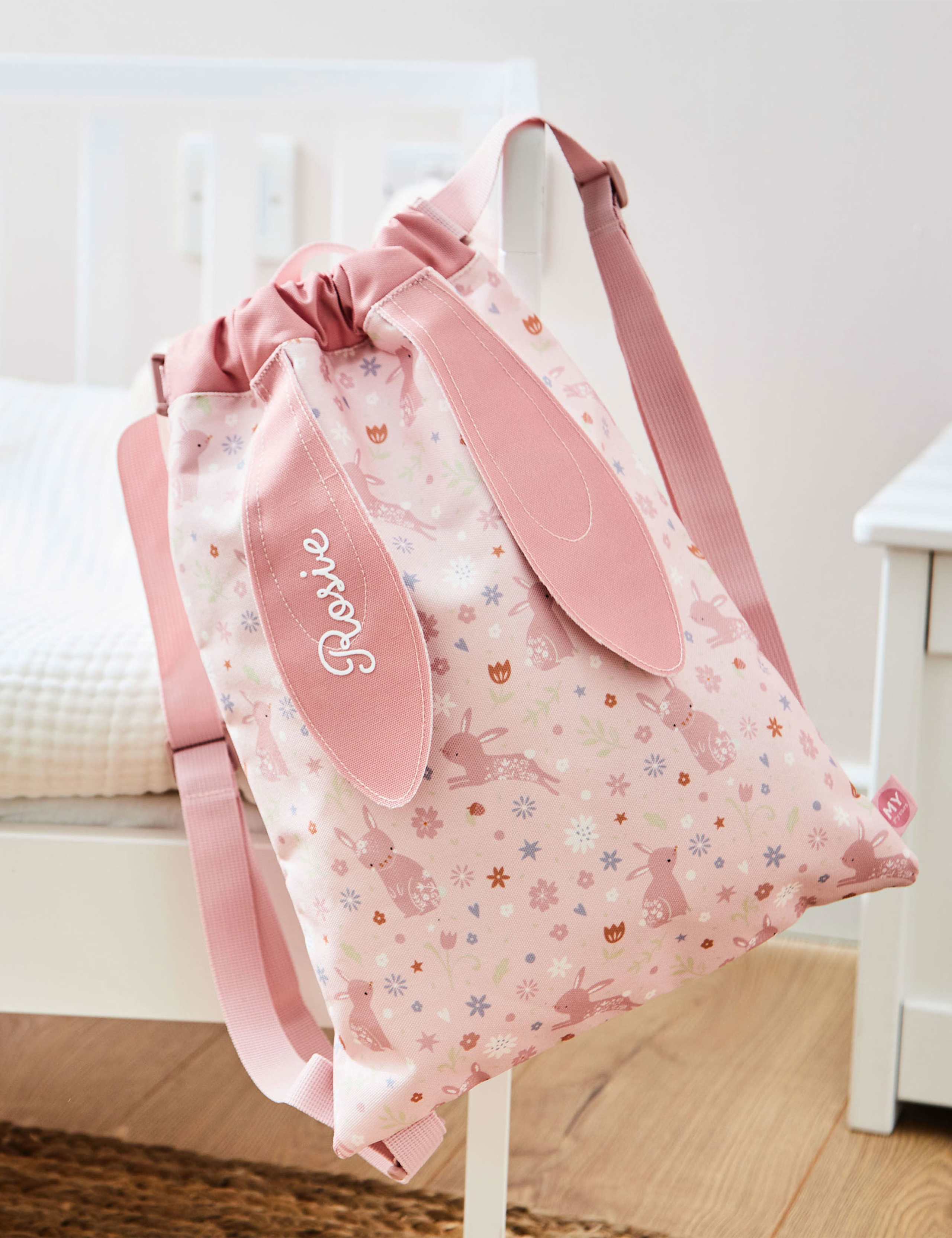 Personalised Pink Bunny Drawstring Bag