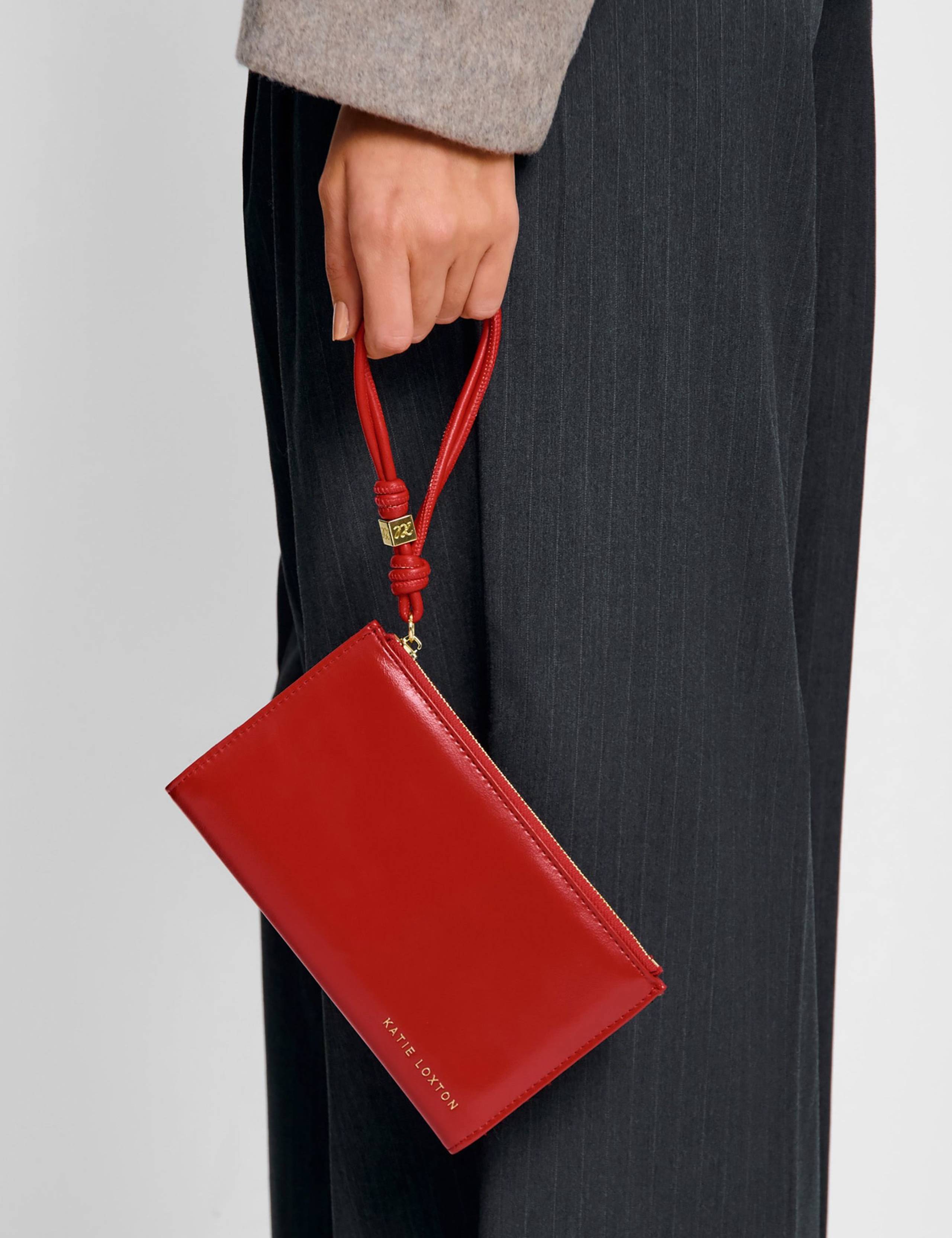 Faux Leather Braided Wristlet Purse