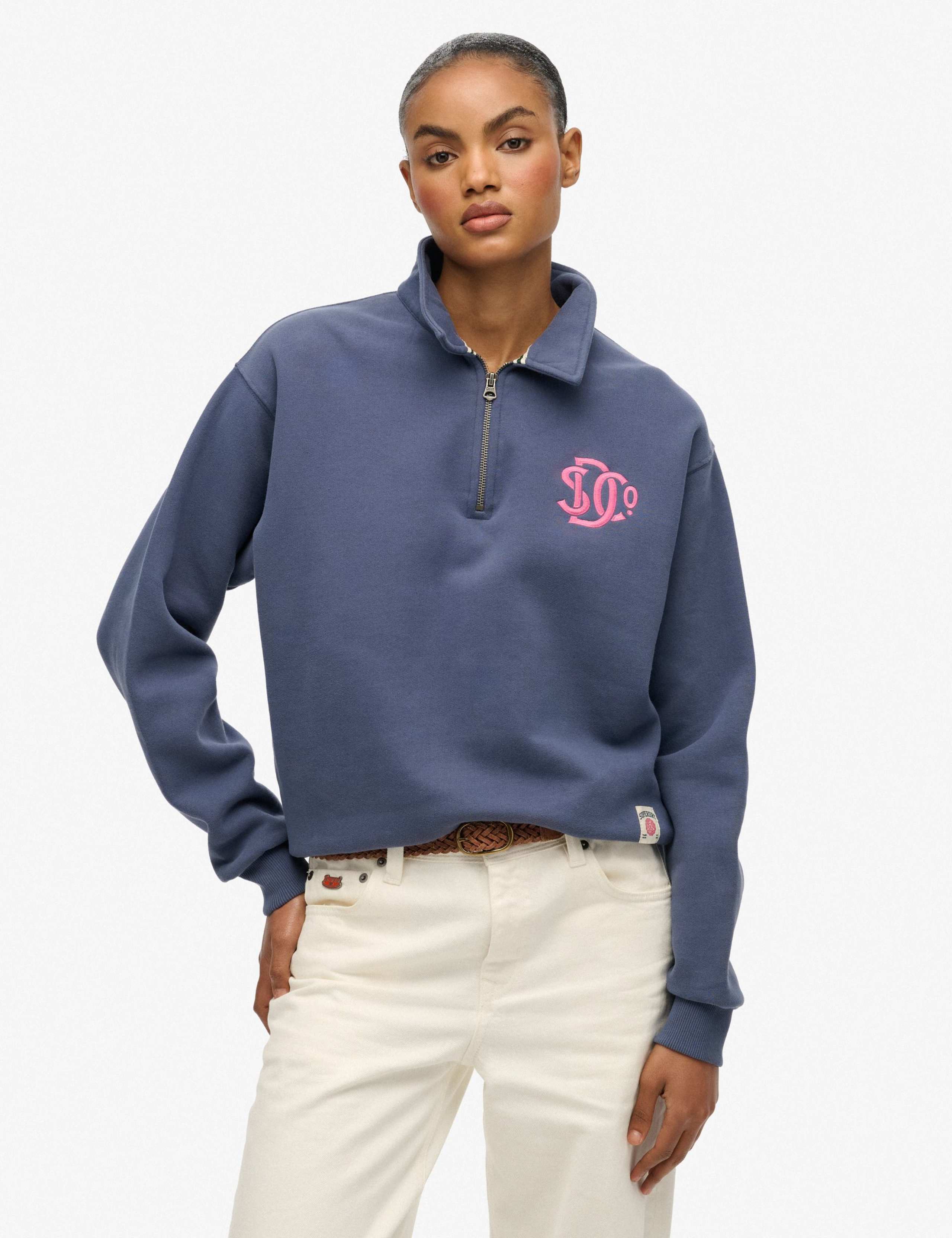 Cotton Rich Collared Half Zip Sweatshirt