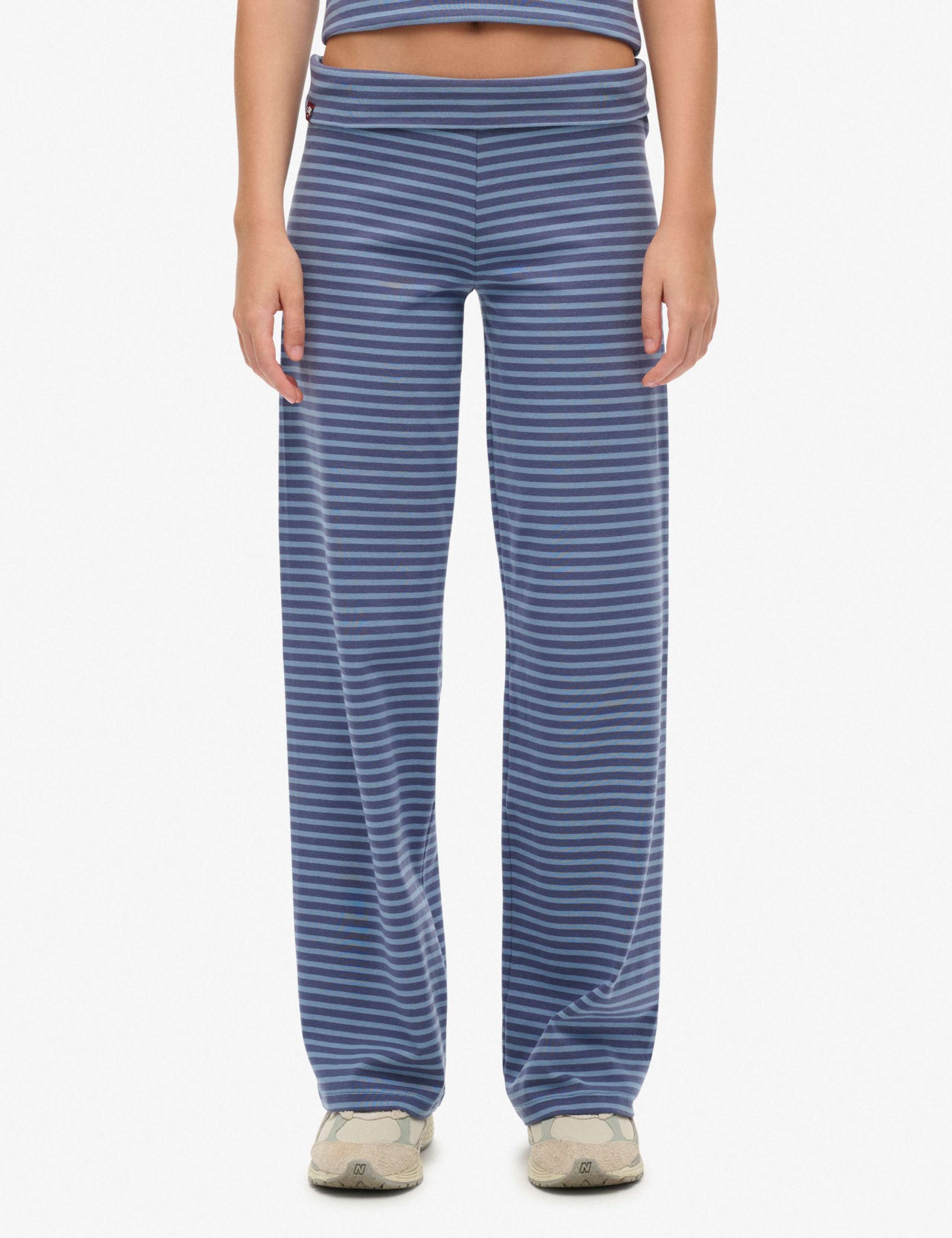 Cotton Rich Striped Fold Over Slim Joggers