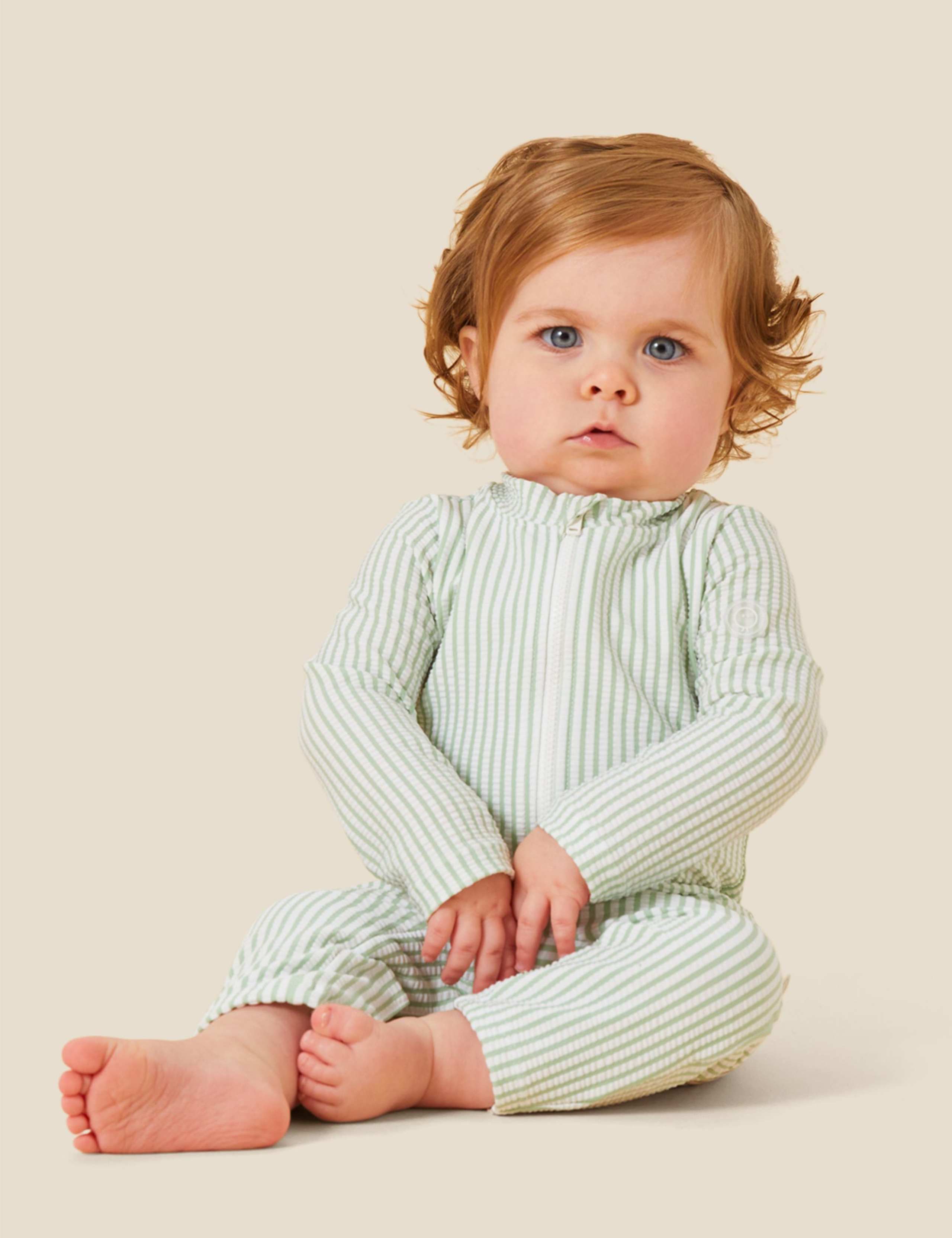 Seersucker All In One Swim Suit (0-24 Mths)
