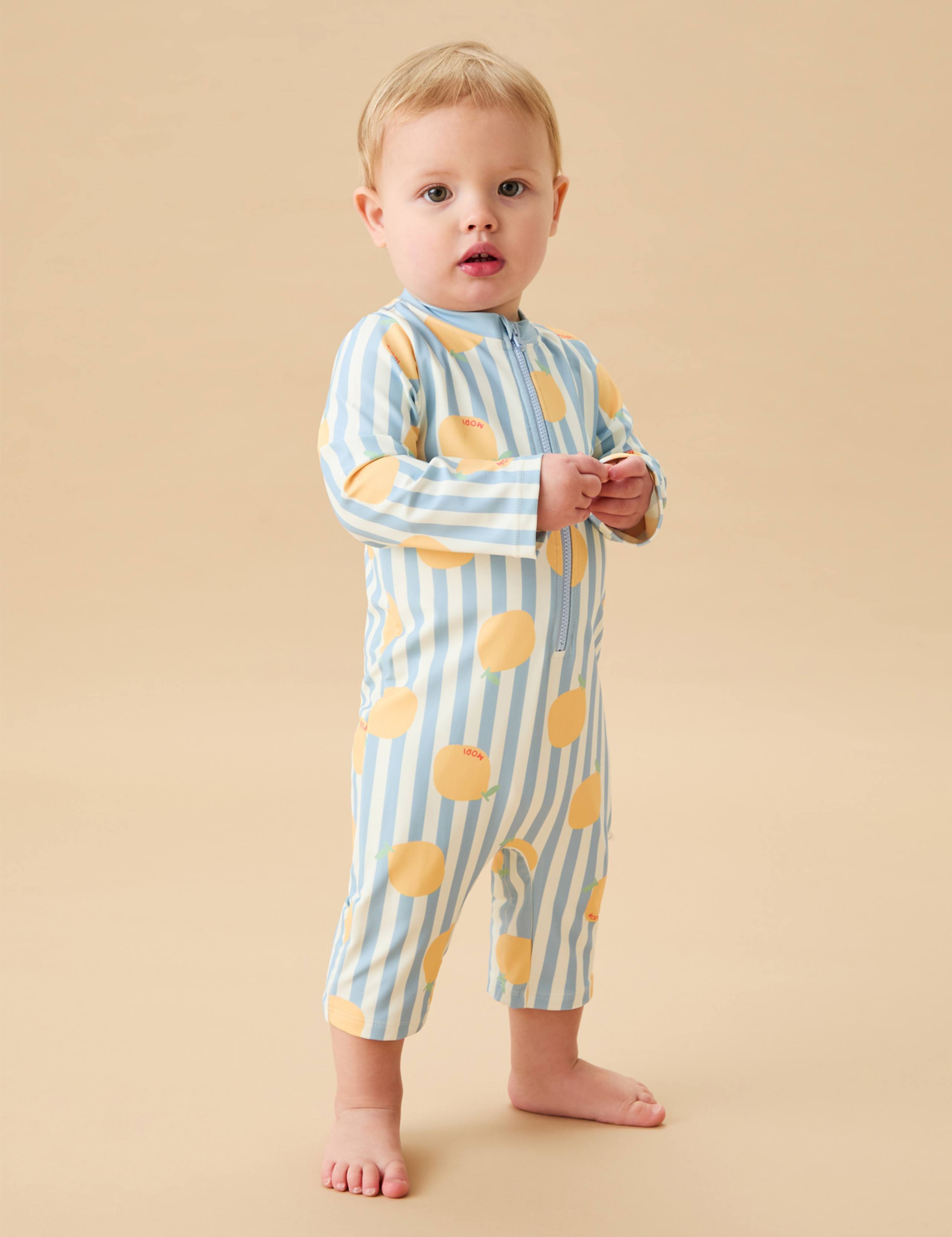 Lemon Stripe All In One Swimsuit (0 - 24 Mnths)