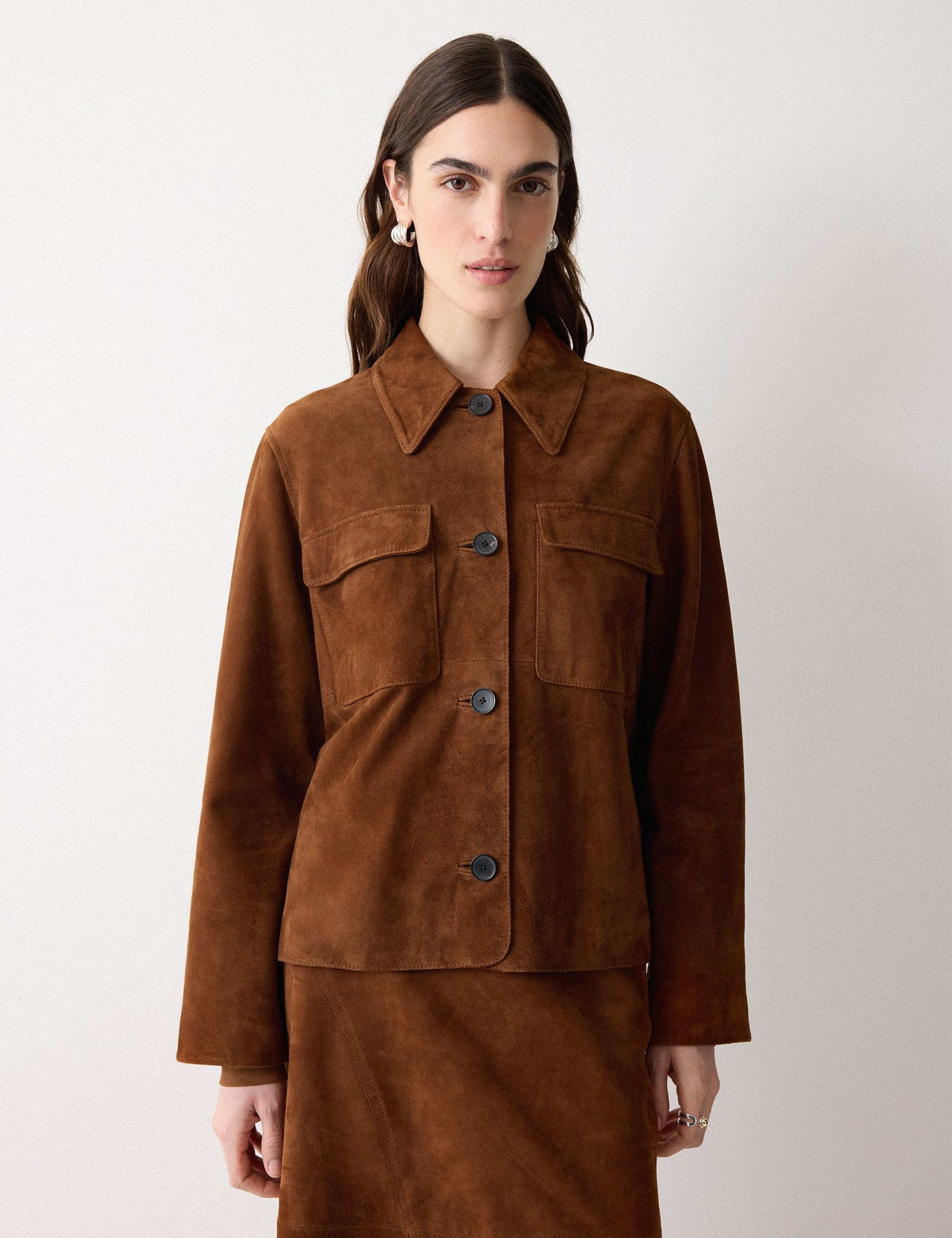 Suede Patch Pocket Utility Jacket