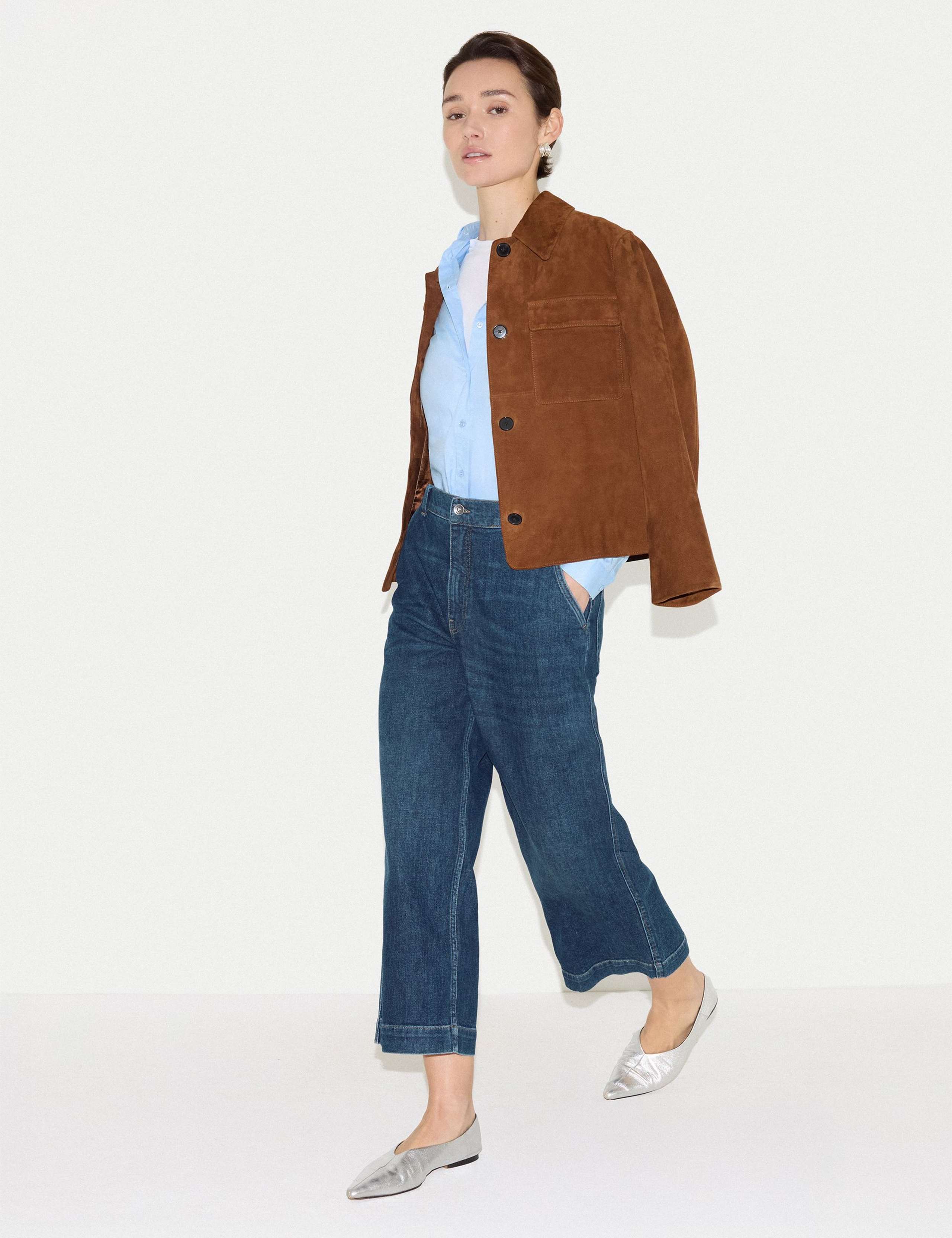 High Waisted Wide Leg Ankle Grazer Jeans