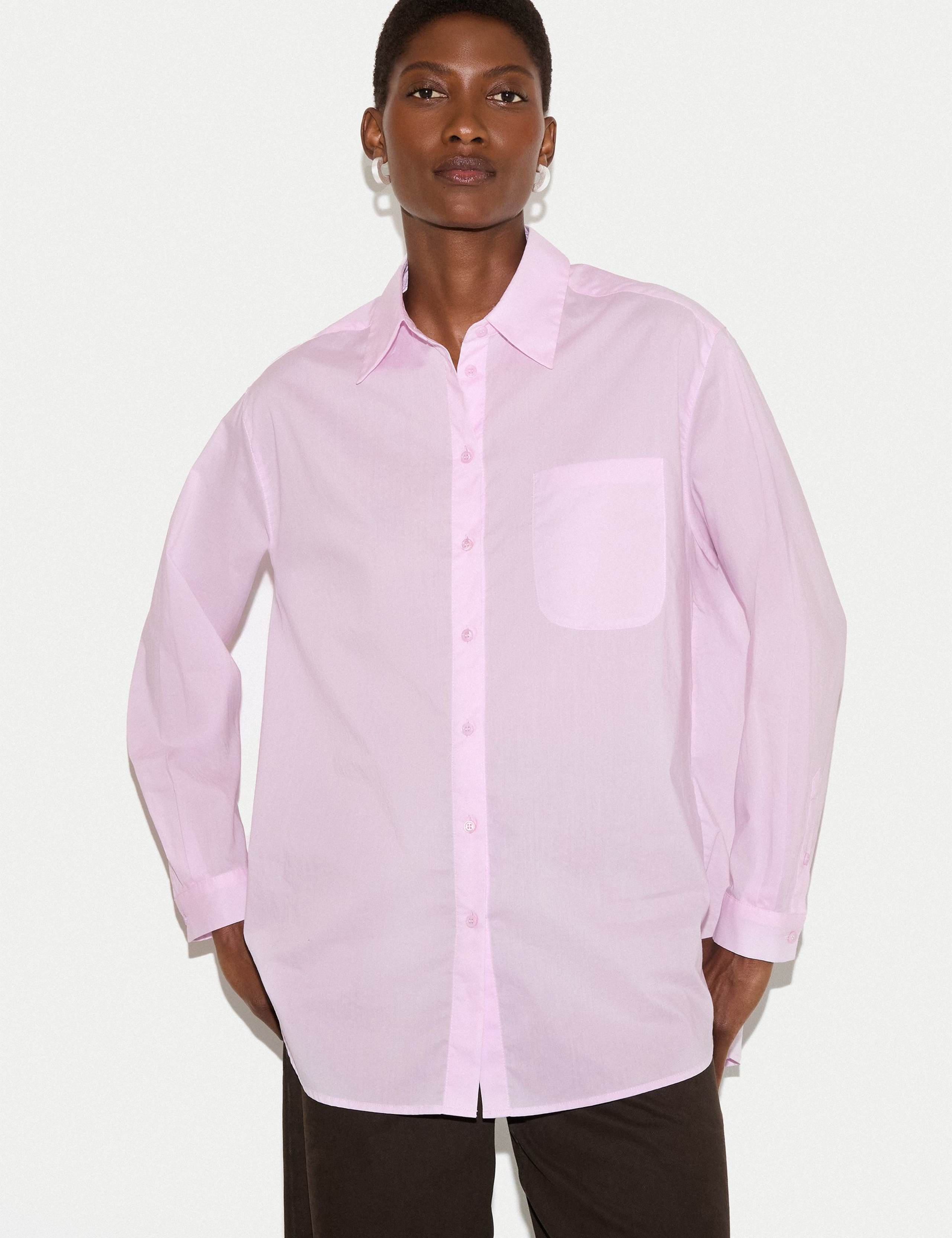 Pure Cotton Voile Collared Relaxed Shirt