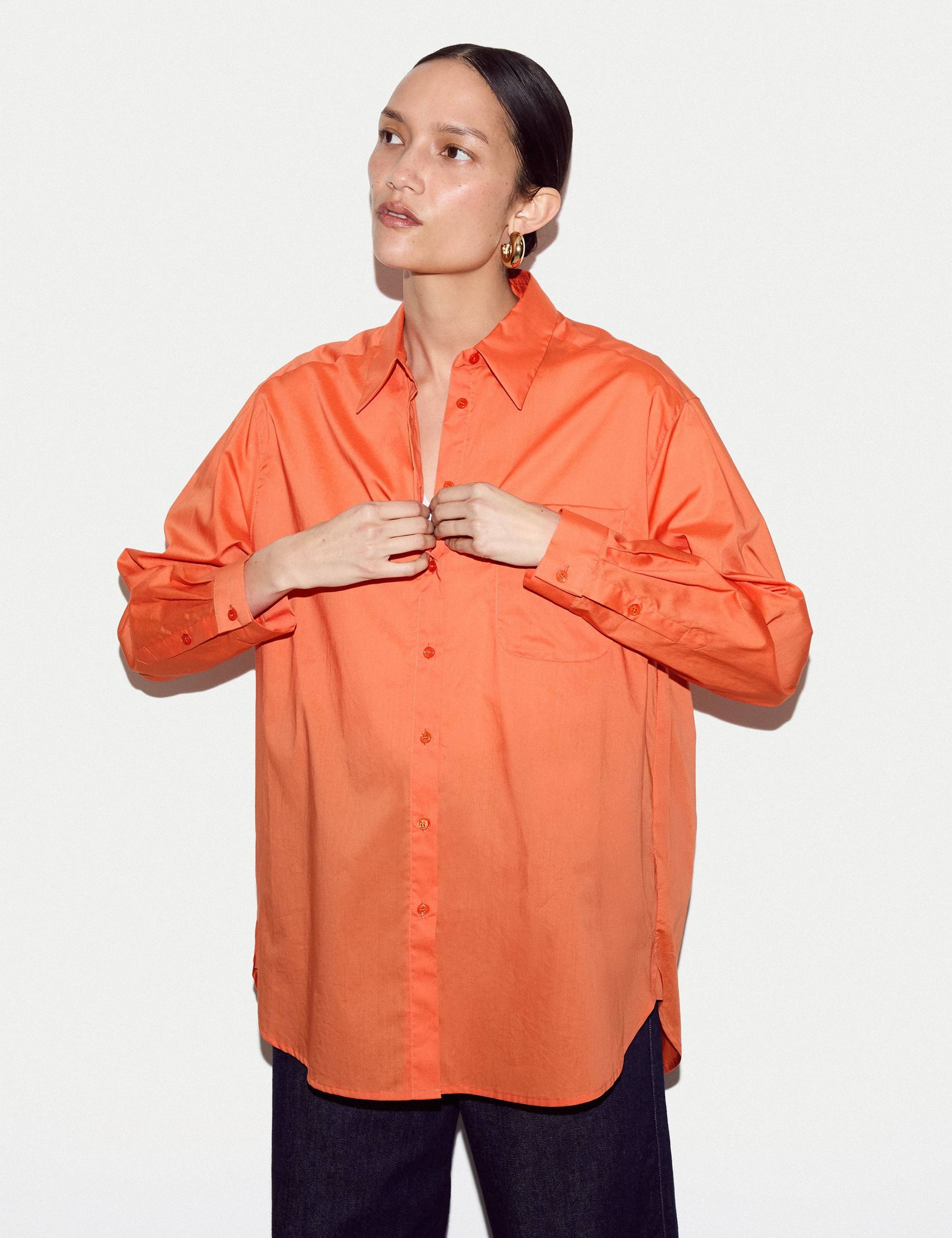 Pure Cotton Voile Collared Relaxed Shirt