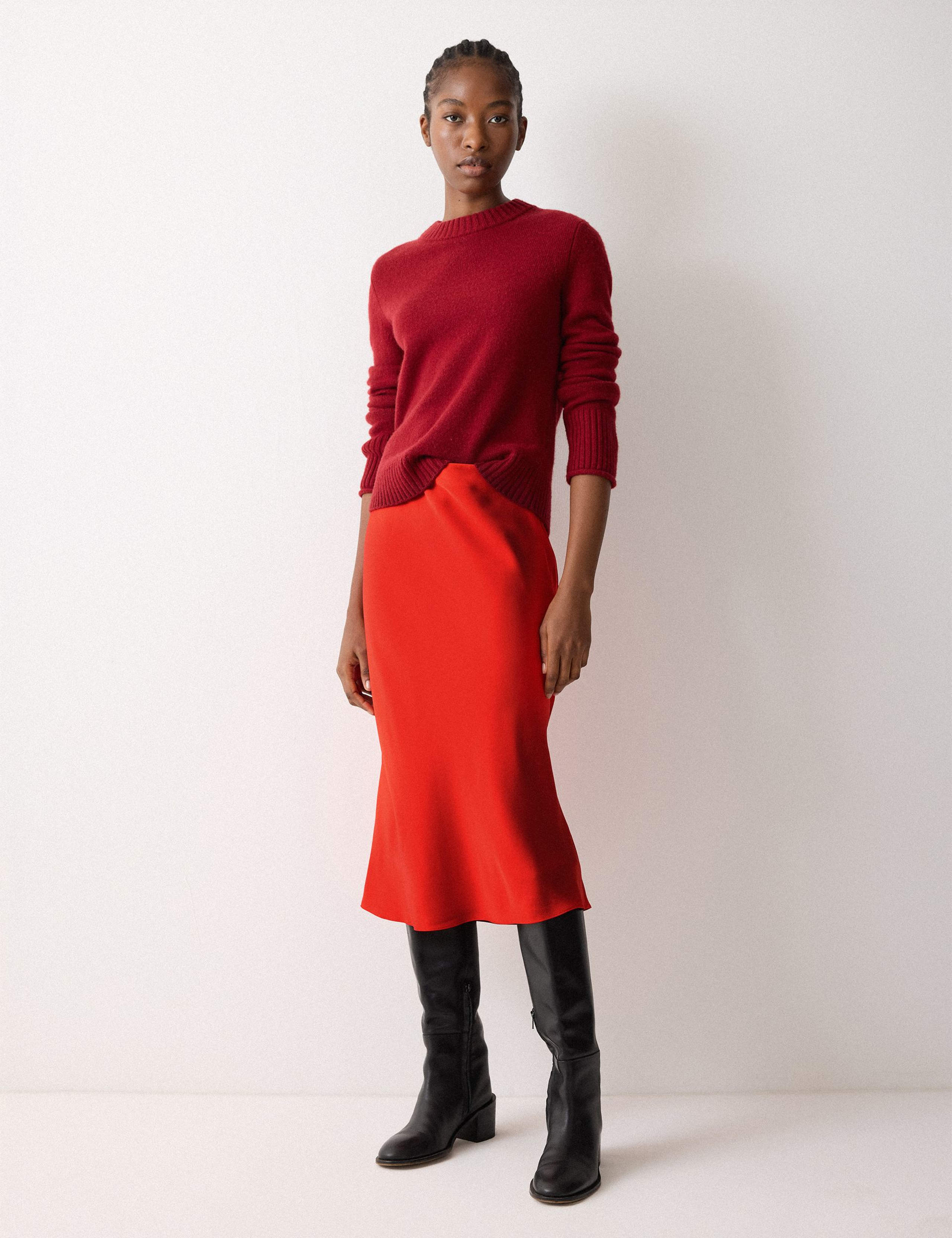 Satin Bias Midi Slip Skirt