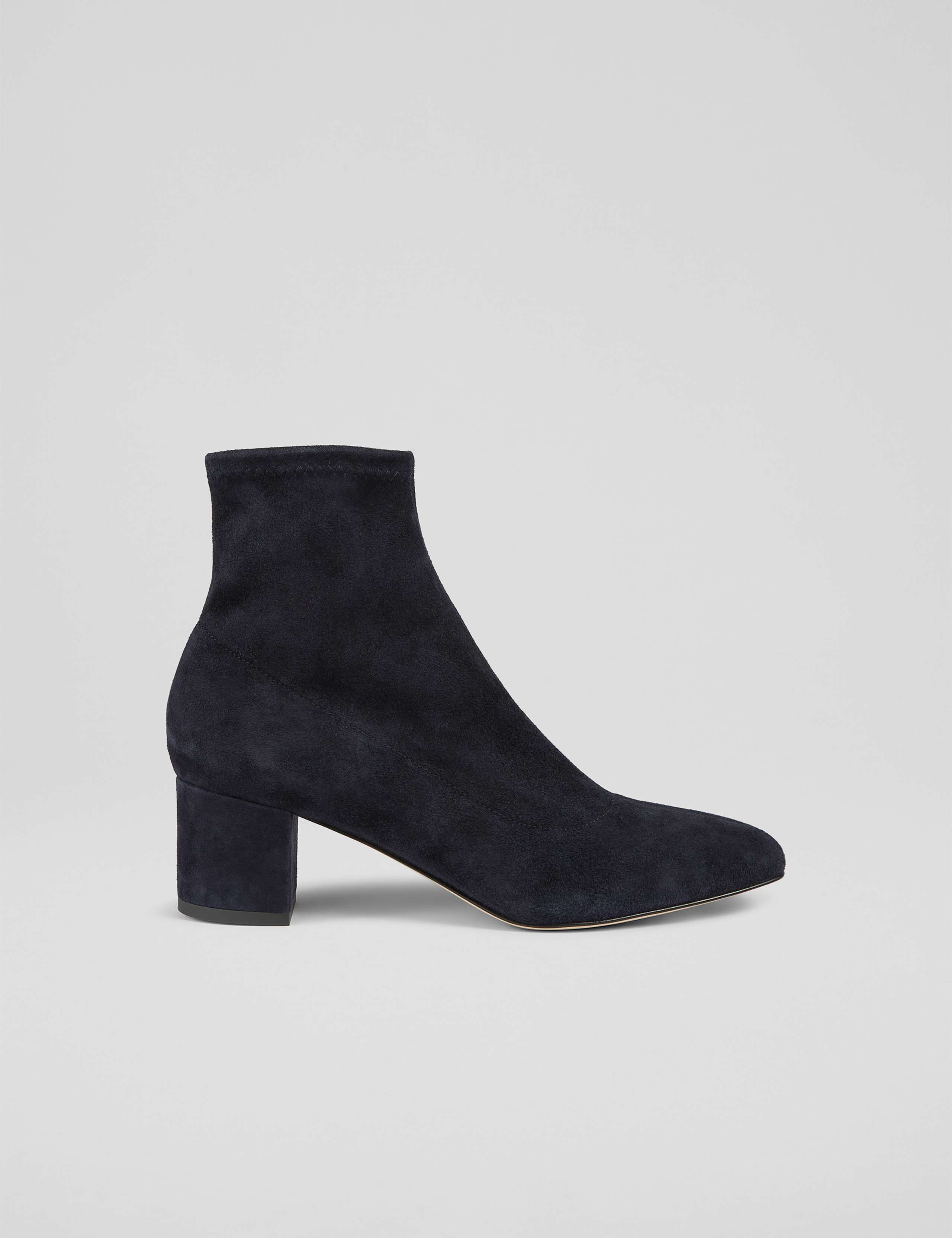 Suede Block Heel Square Toe Ankle Boots