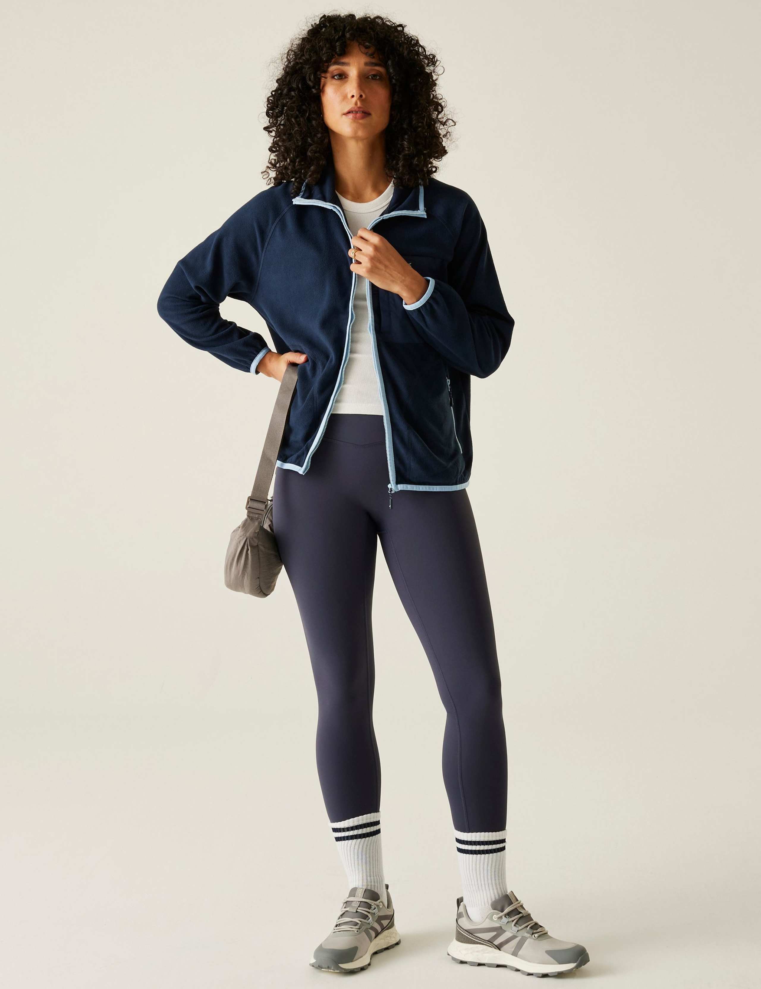 Lilana Lightweight Zip Up Funnel Neck Fleece