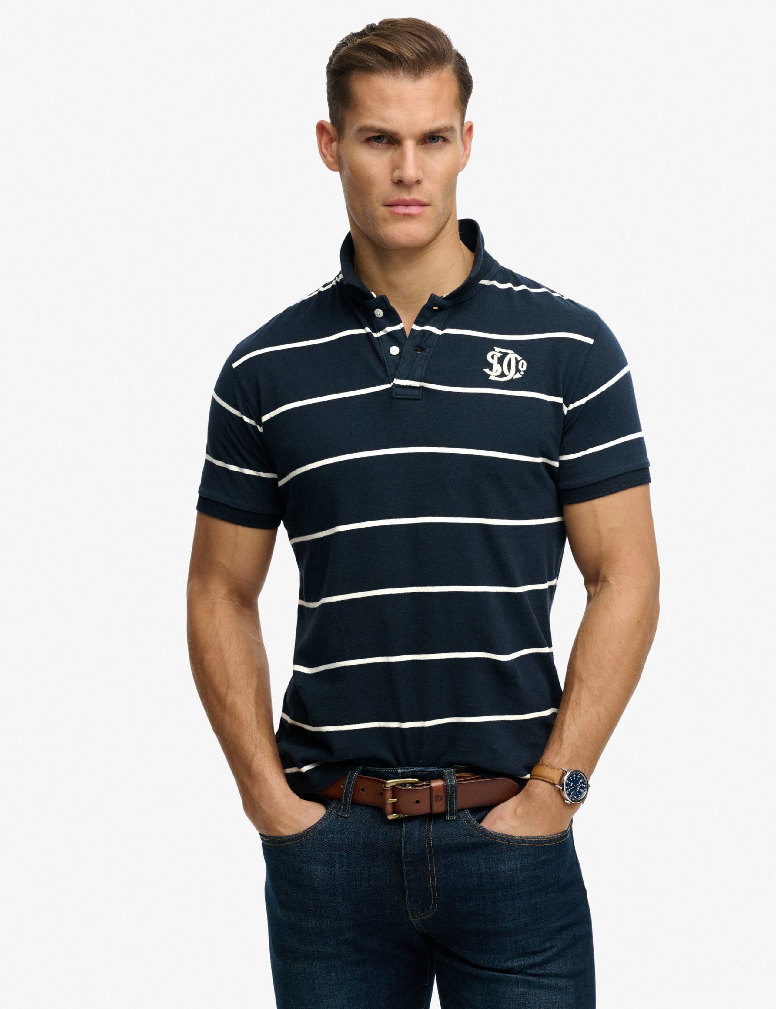 Pure Cotton Jersey Striped Polo Shirt