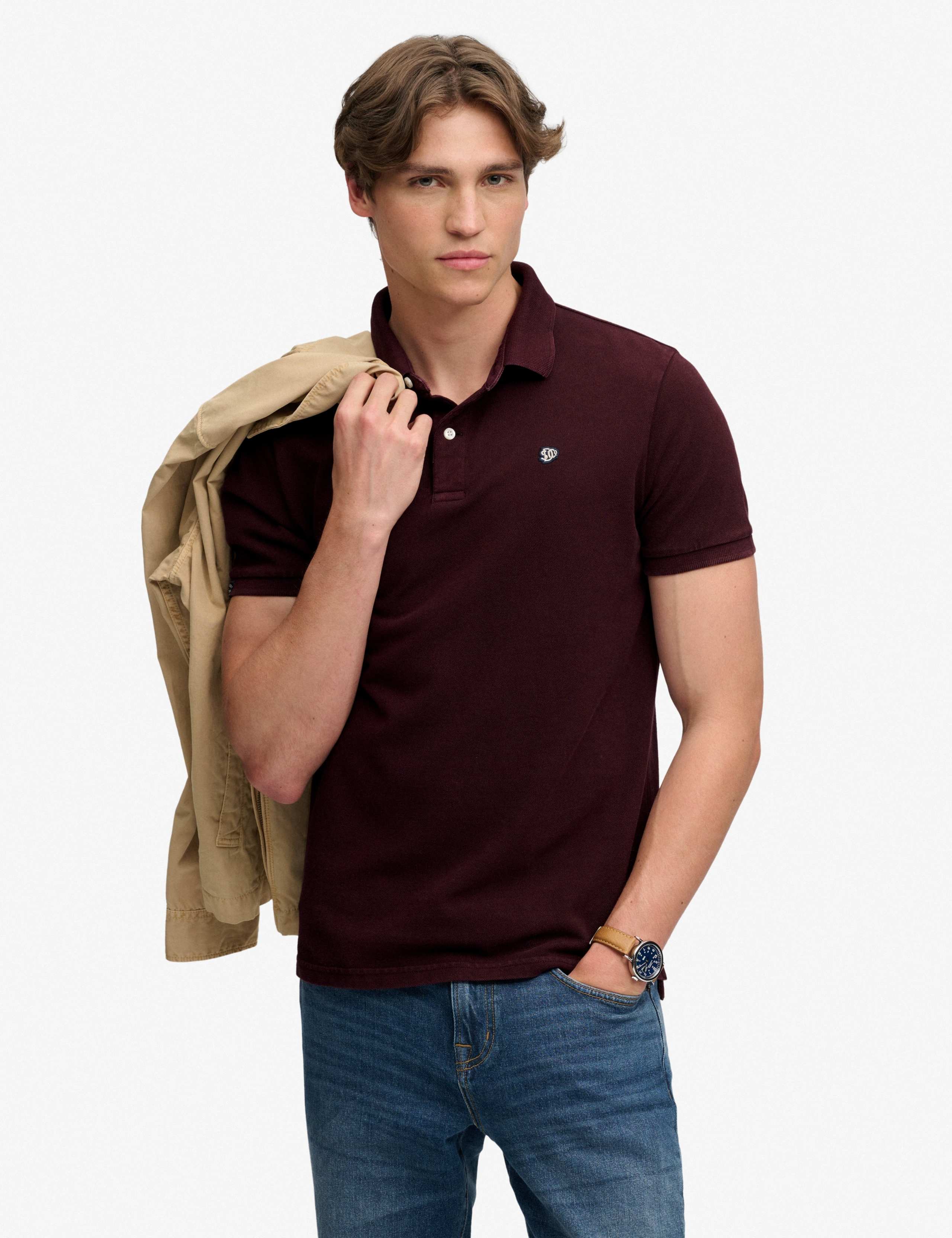 Pure Cotton Pique Logo Patch Polo Shirt