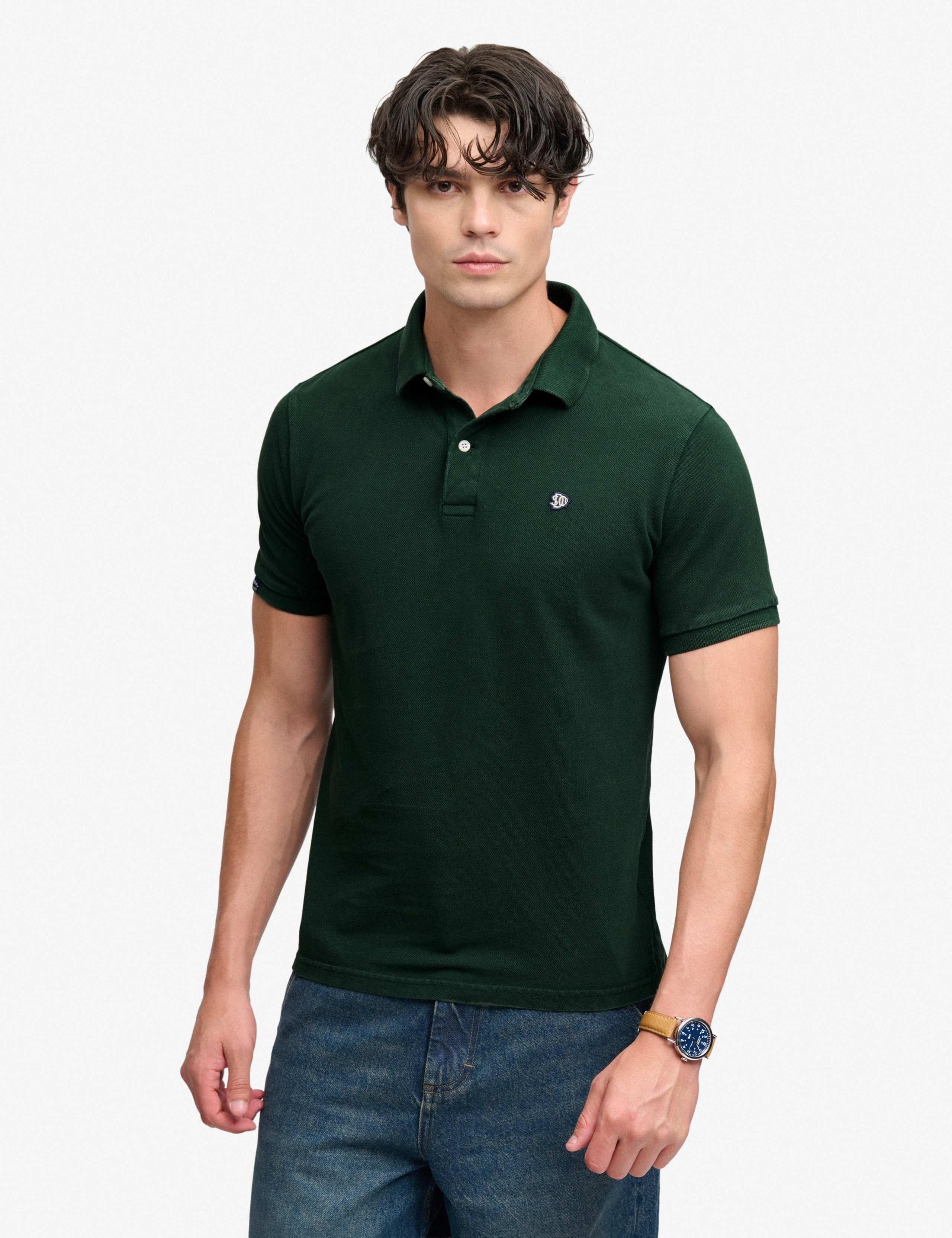 Pure Cotton Pique Logo Patch Polo Shirt