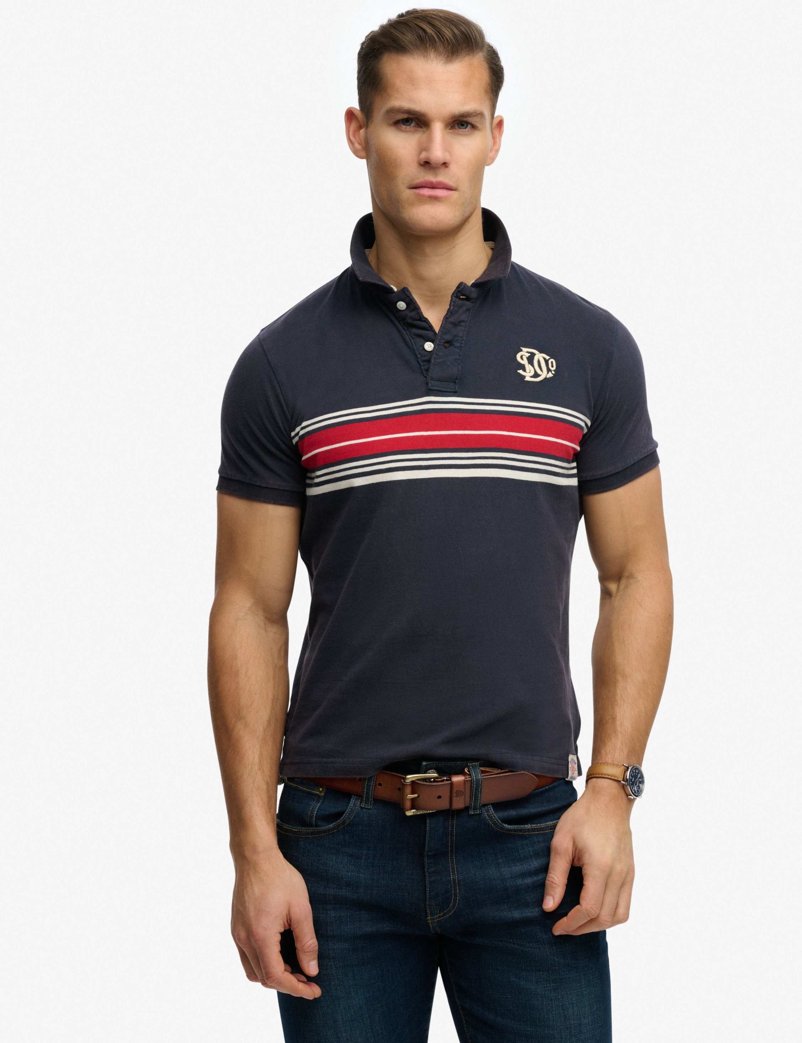 Pure Cotton Jersey Striped Polo Shirt