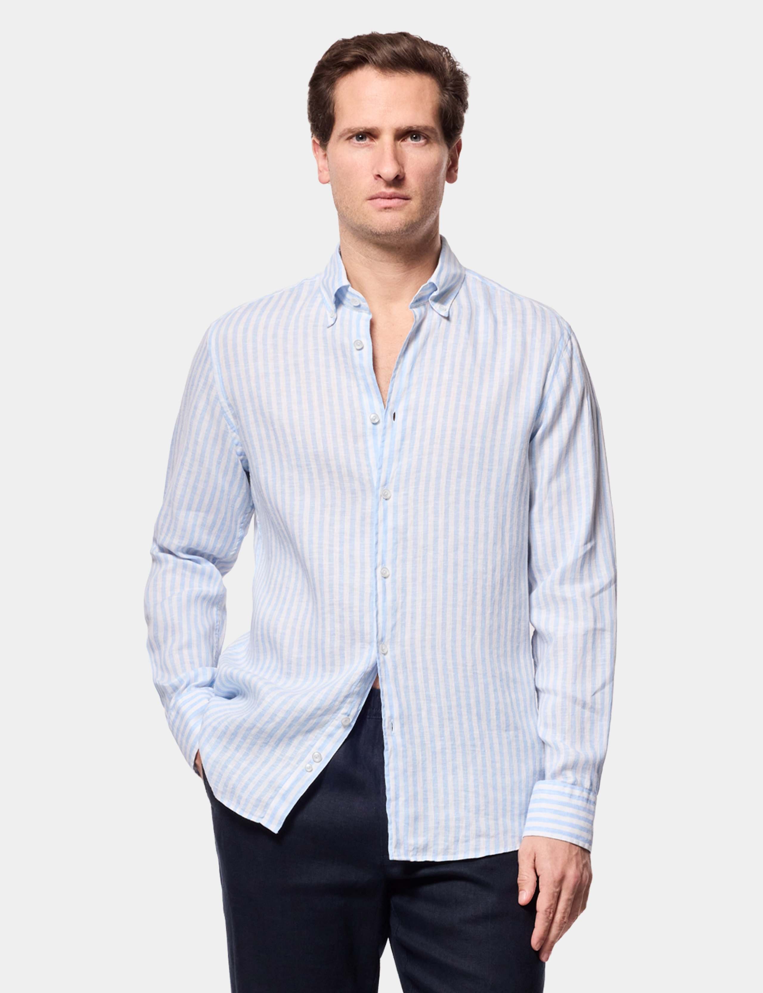 Regular Fit Pure Linen Striped Shirt