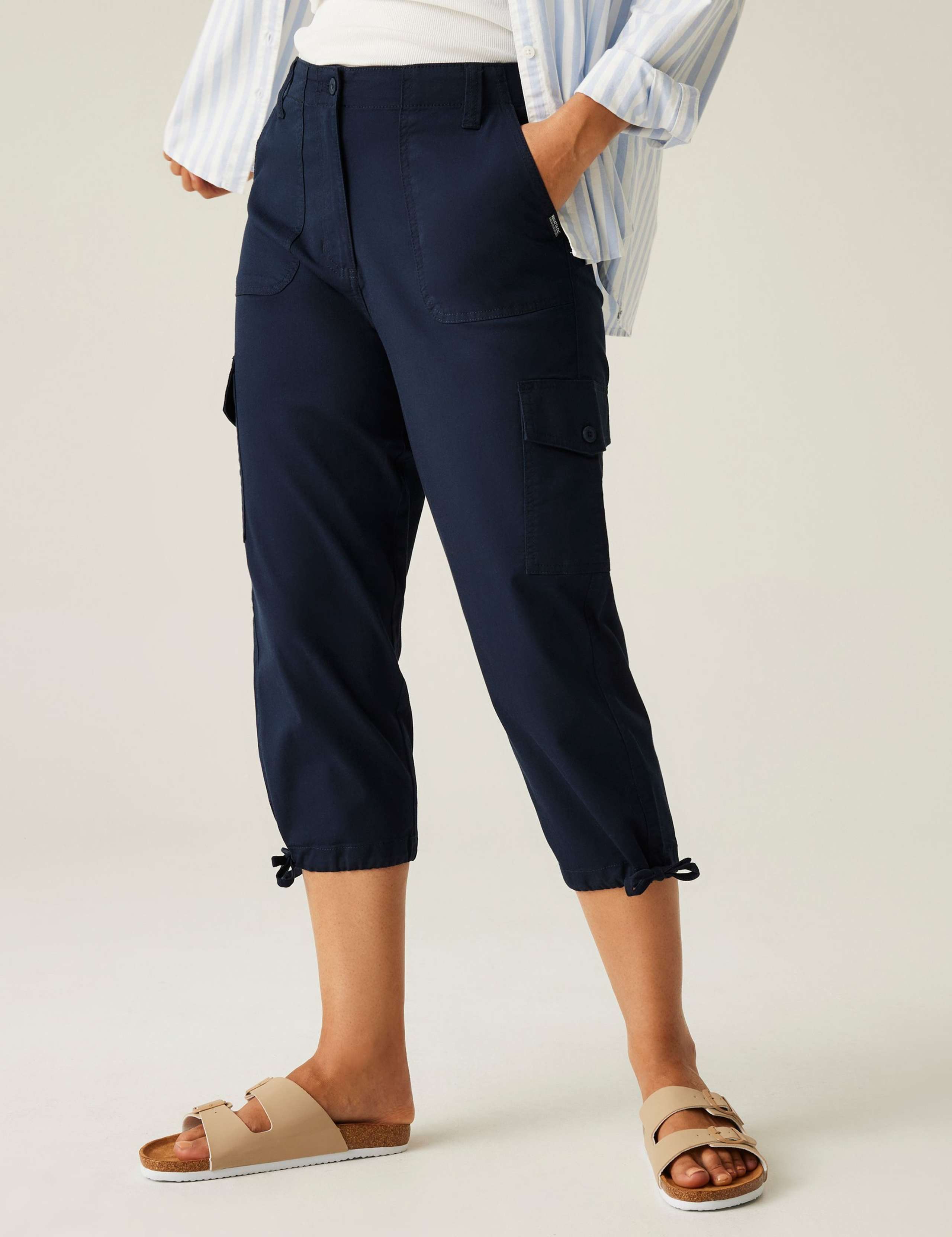 Shorebella Capri Cotton Blend Cargo Trousers