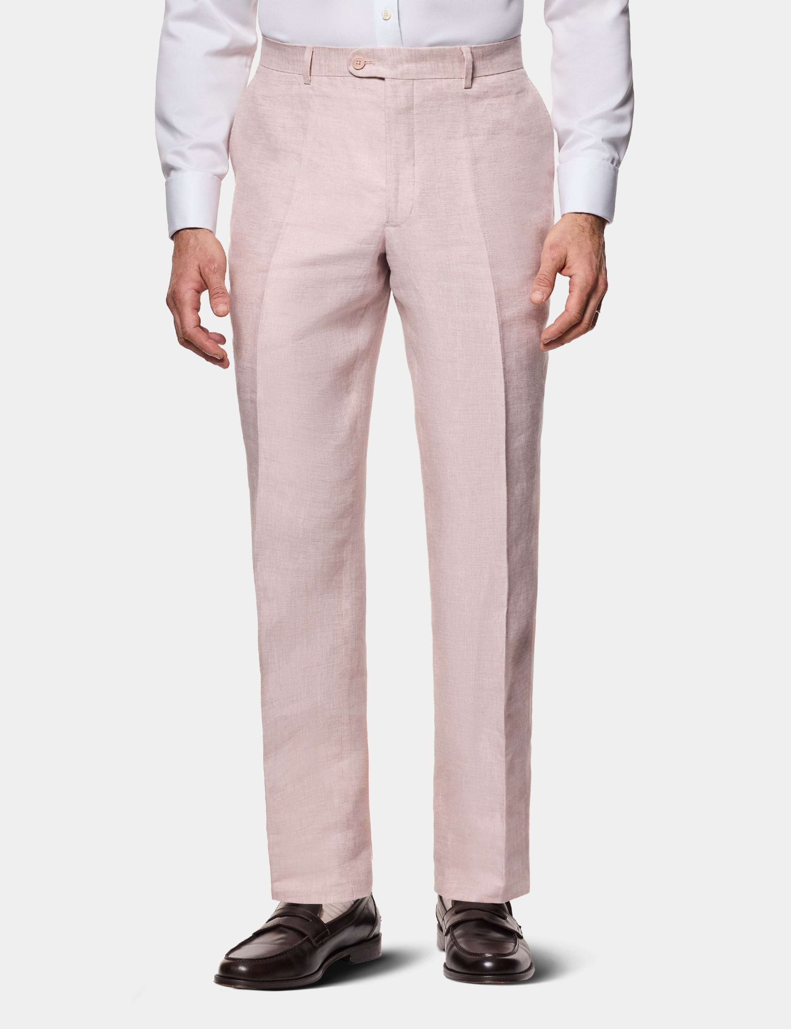 Tailored Fit Pure Linen Single Pleat Trousers
