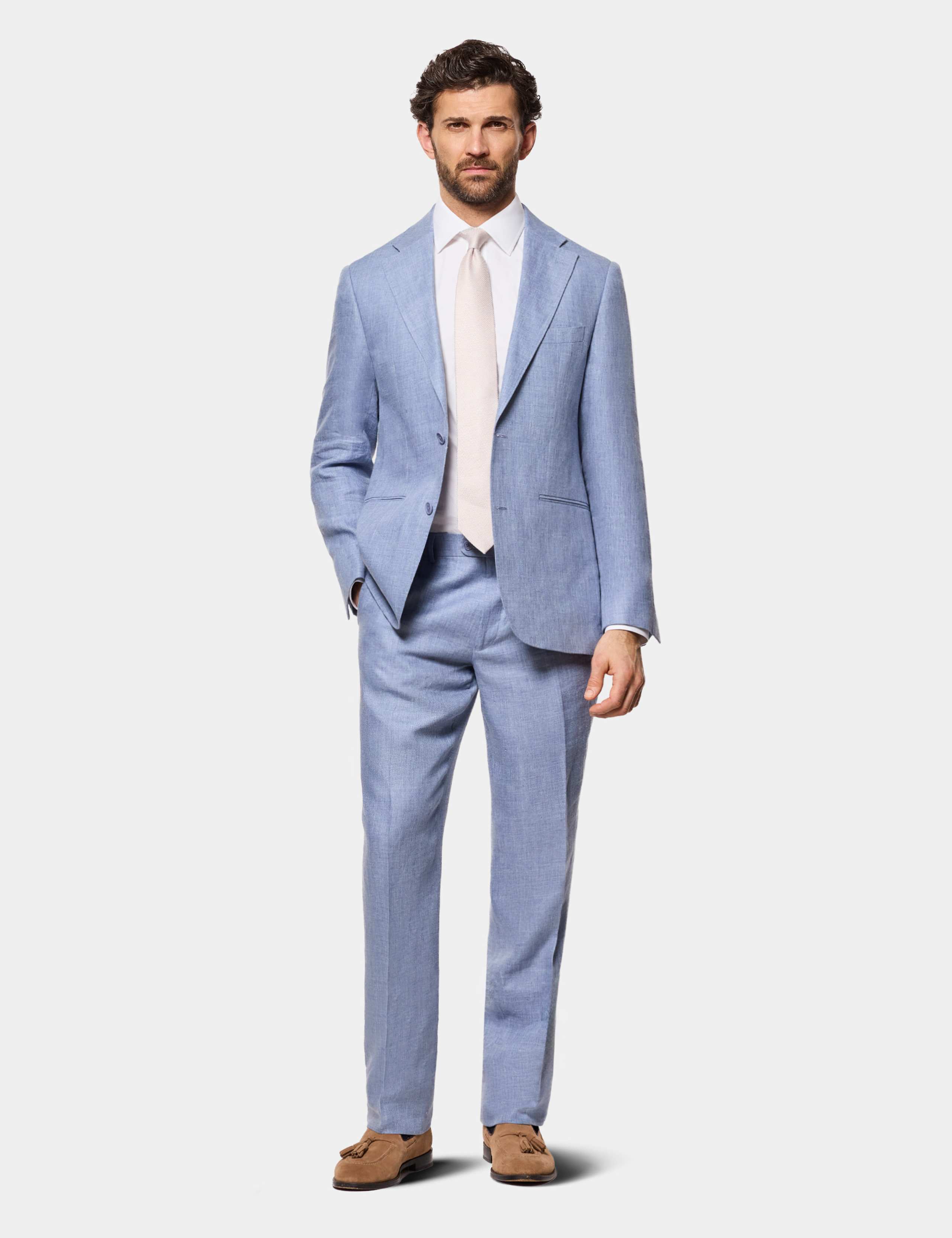 3 Piece Tailored Fit Pure Linen Suit 7 of 7