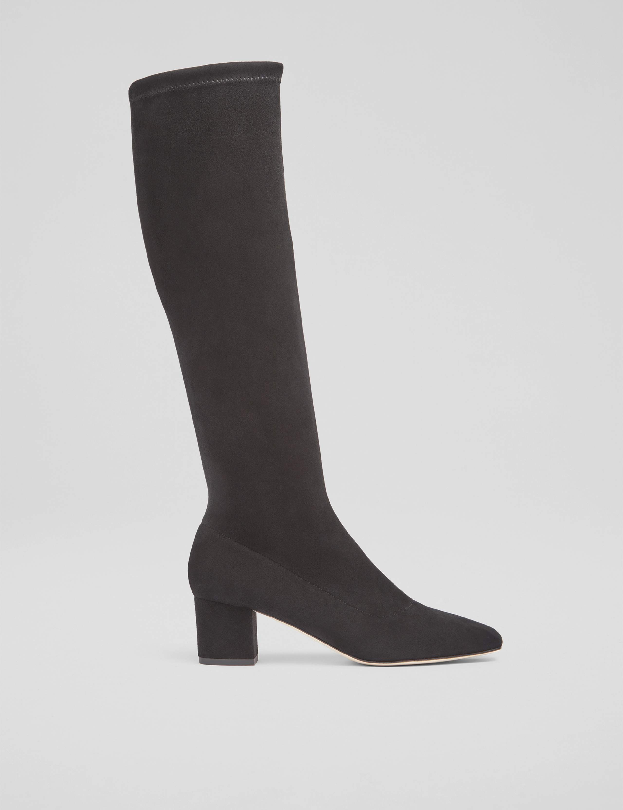 Suede Block Heel Knee High Boots